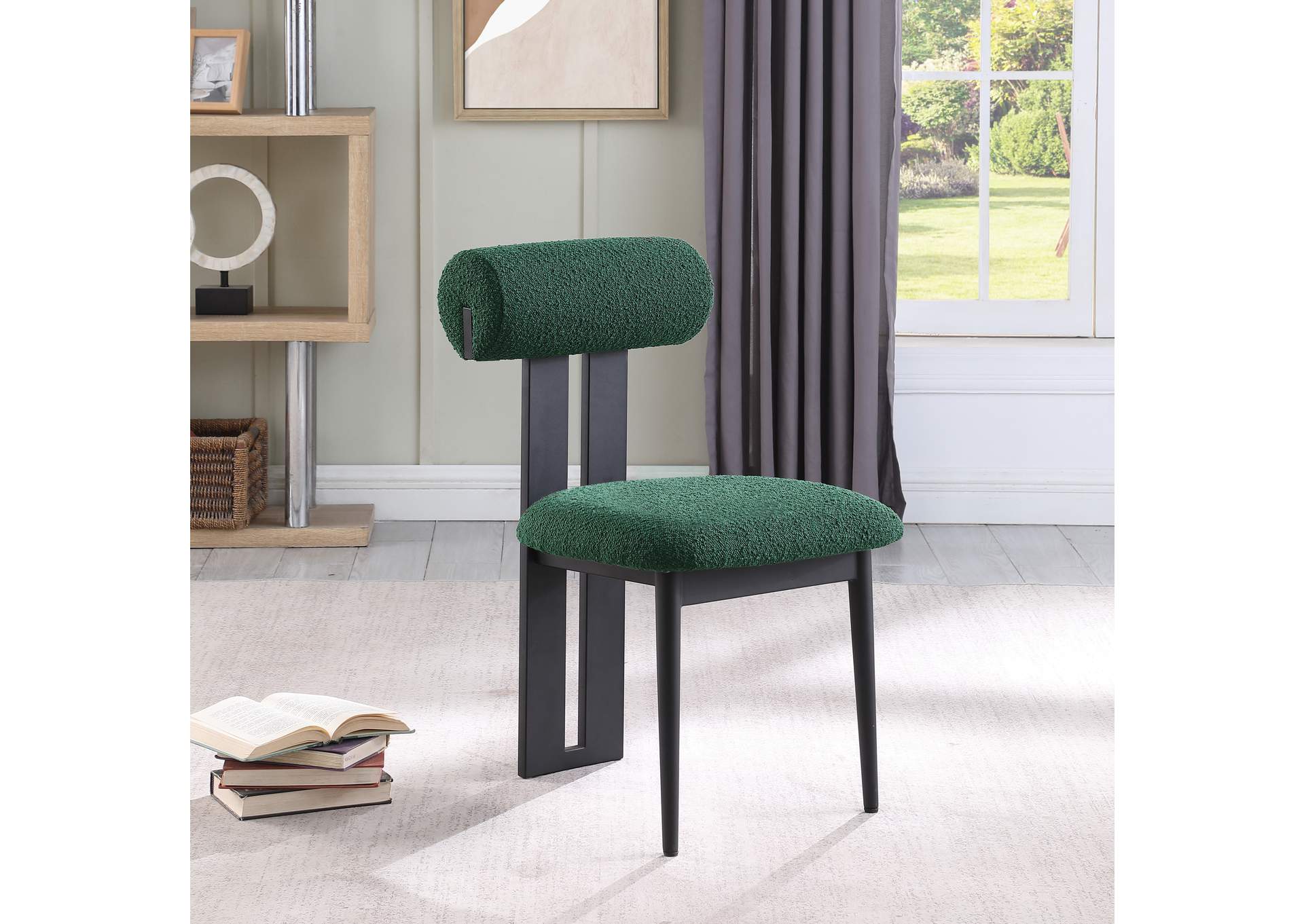 Dario Green Boucle Fabric Dining Chair Set of 2,Meridian Furniture