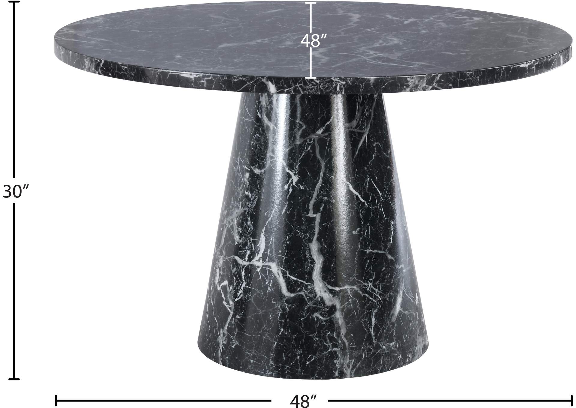 black faux marble dining table