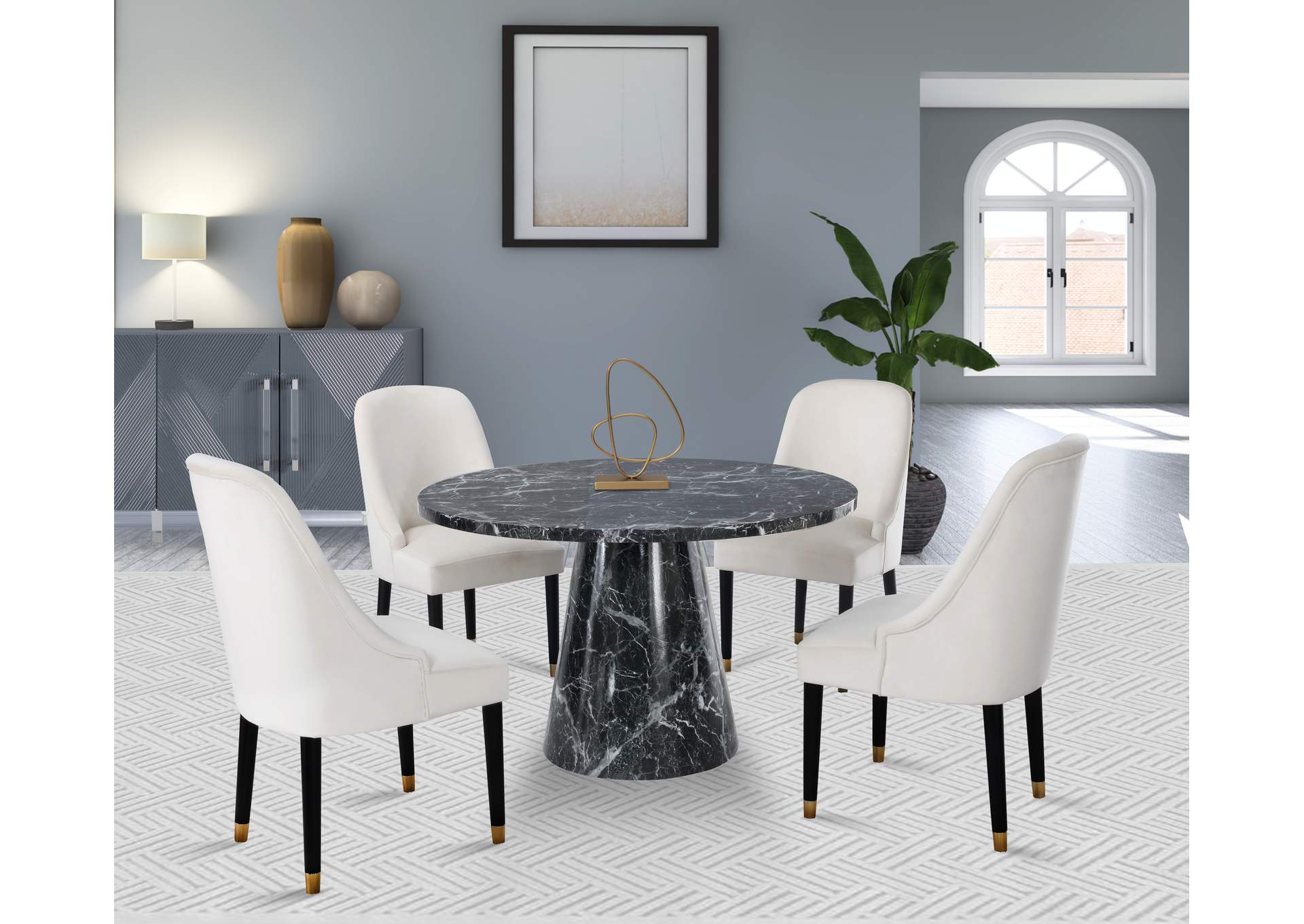 Omni Black Faux Marble Dining Table,Meridian Furniture