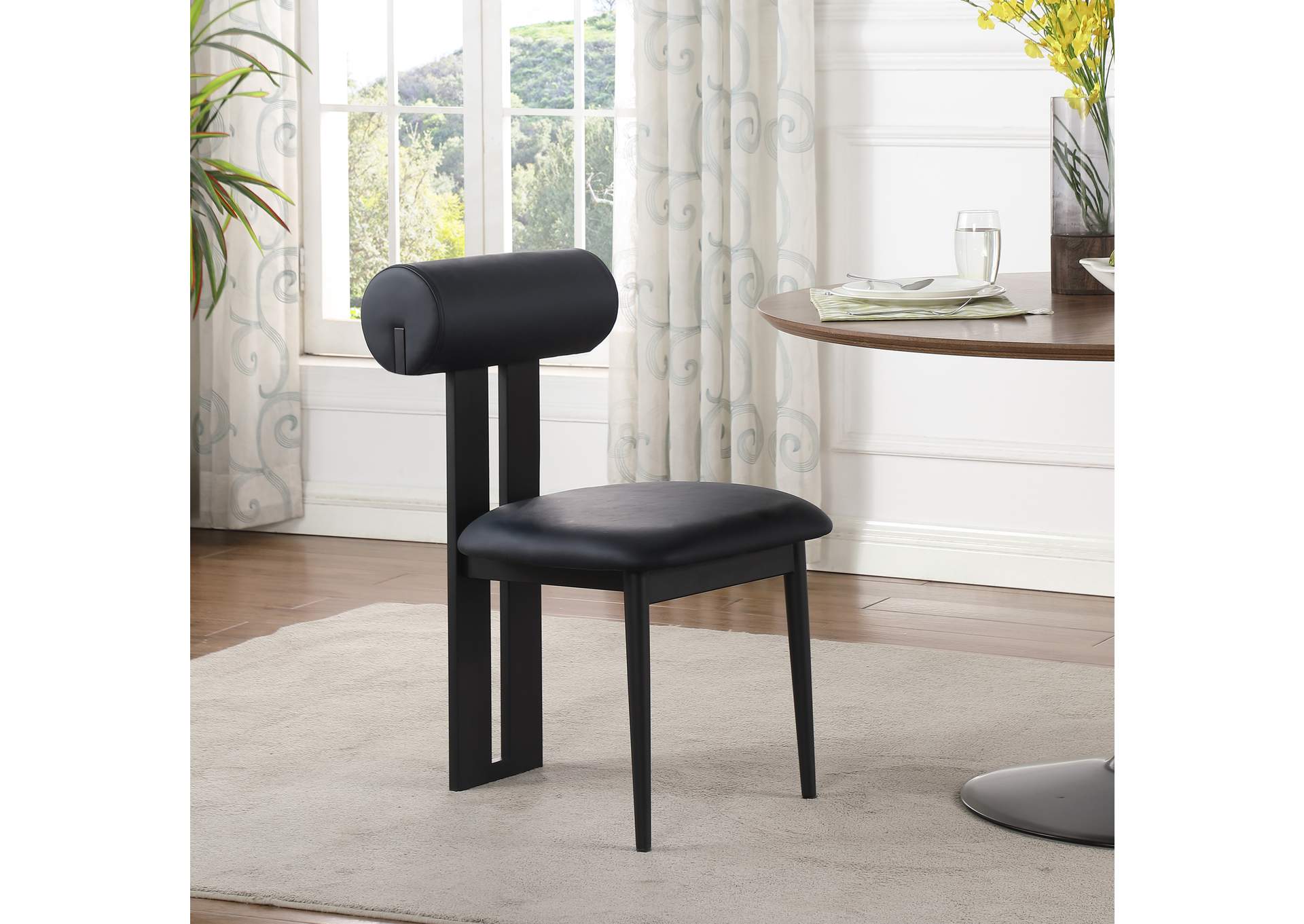 Dario Black Faux Leather Dining Chair Set of 2,Meridian Furniture