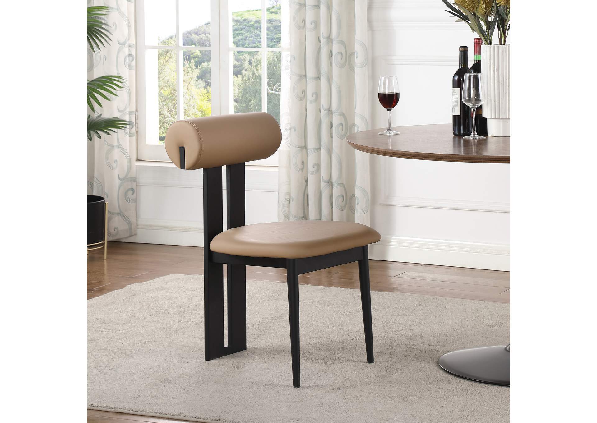 Dario Tan Faux Leather Dining Chair Set of 2,Meridian Furniture