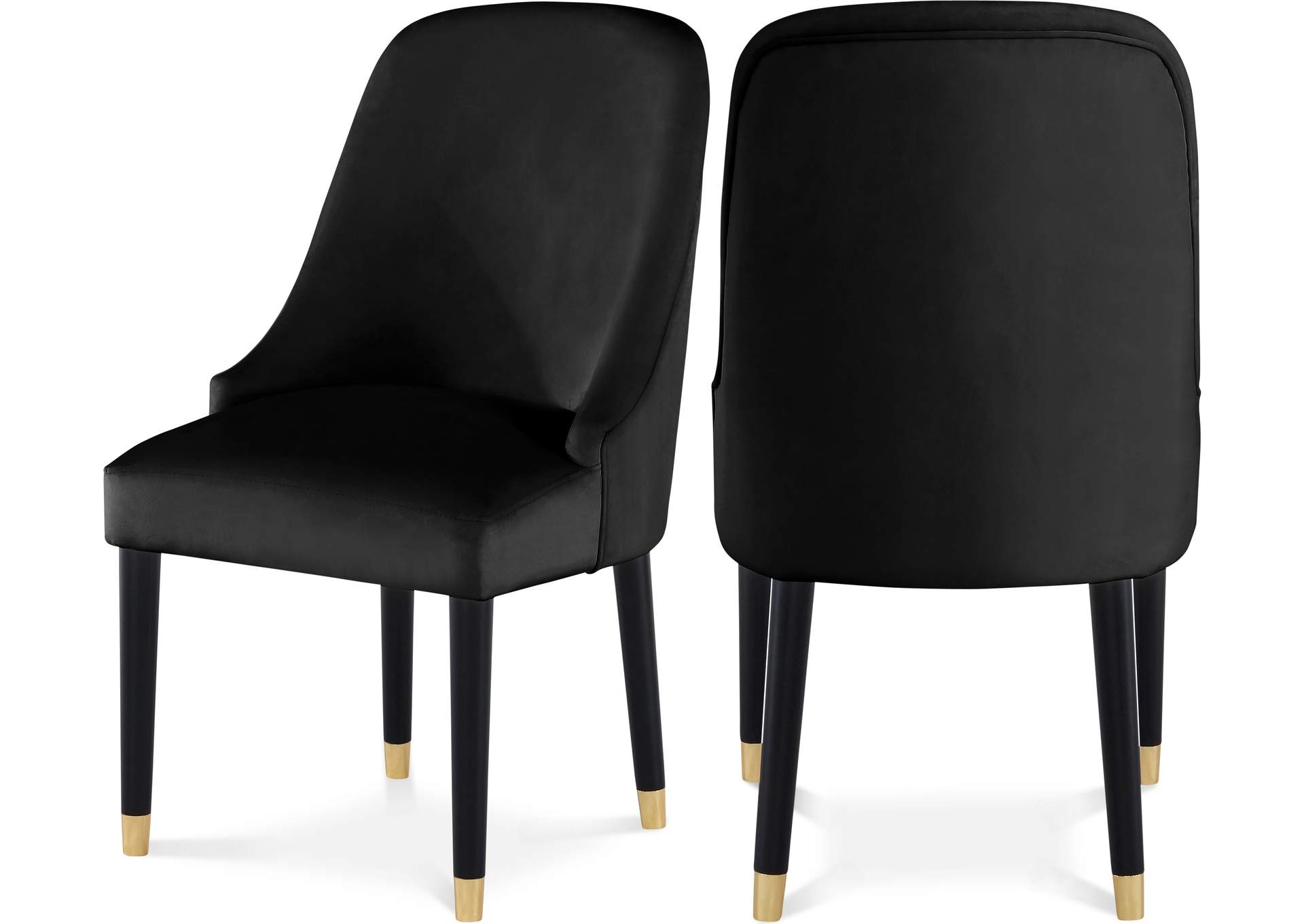 Omni Black Velvet Dining Chair Set of 2,Meridian Furniture