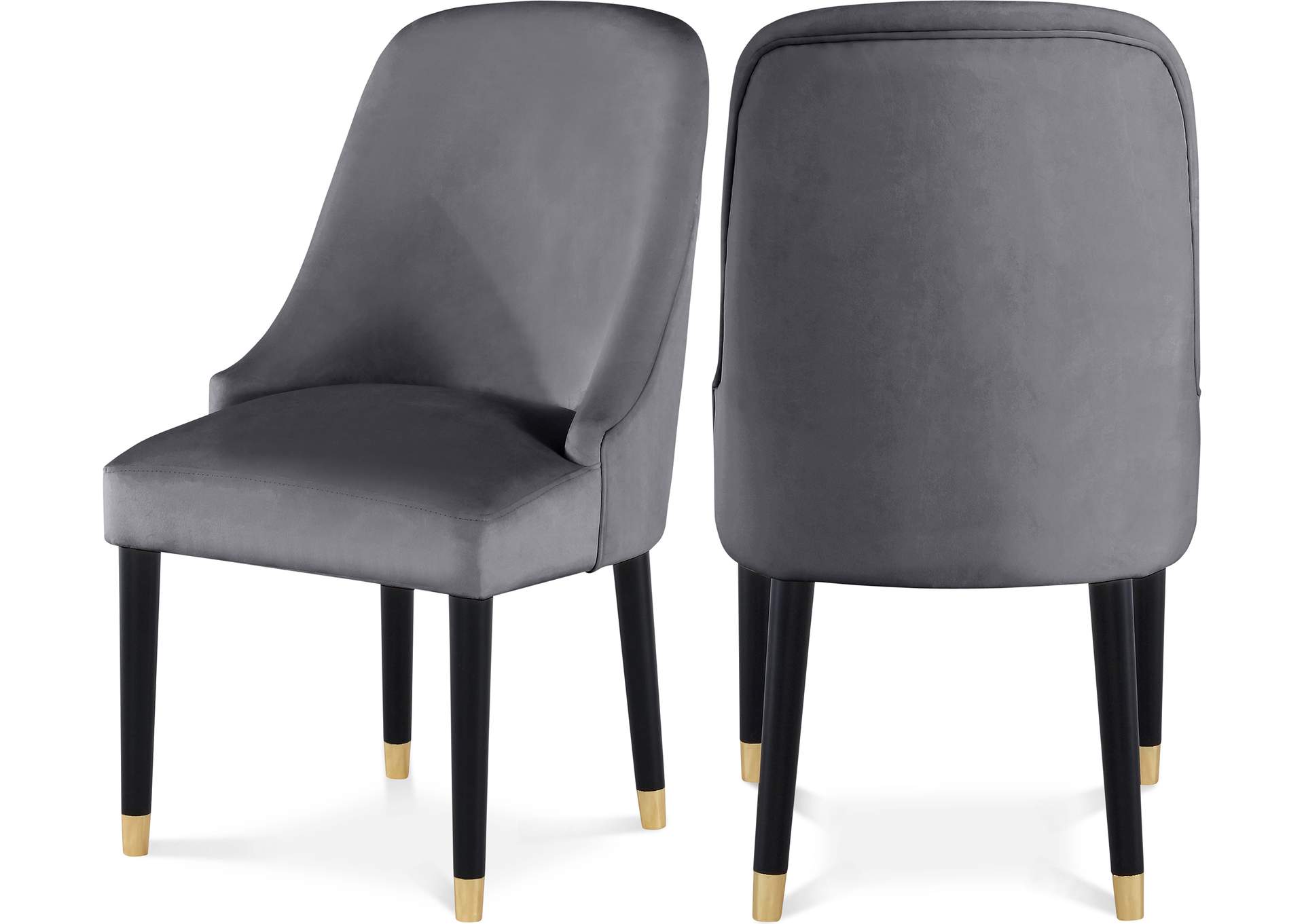 Omni Grey Velvet Dining Chair Set of 2,Meridian Furniture