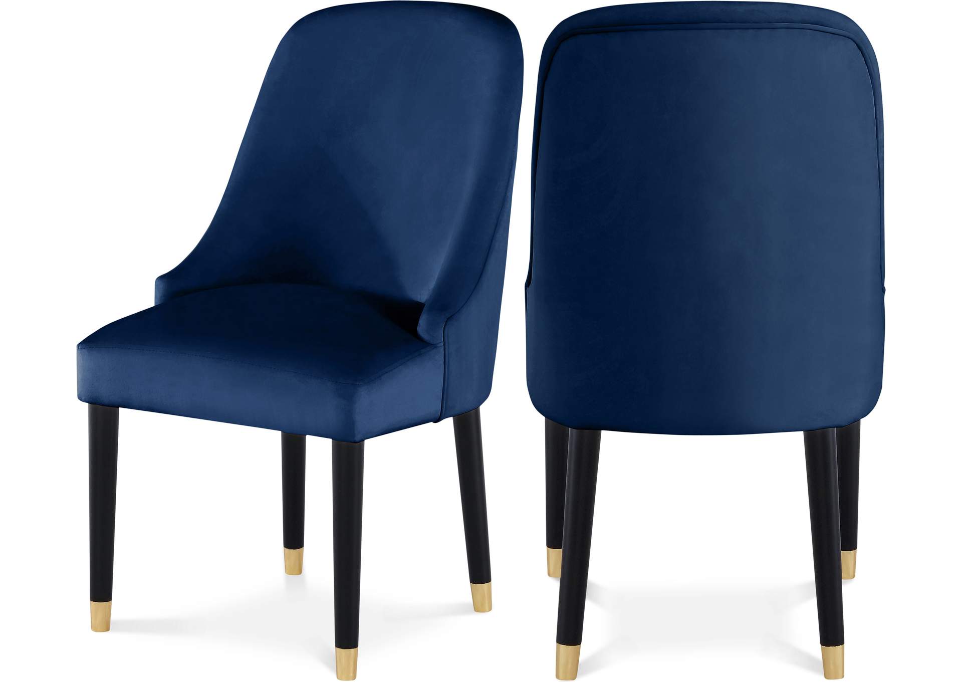 Omni Navy Velvet Dining Chair Set of 2,Meridian Furniture