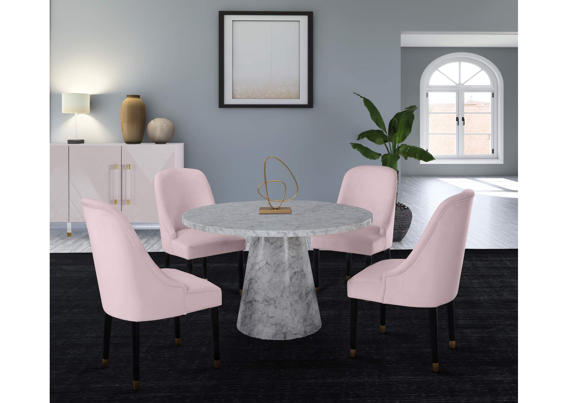 Omni Pink Velvet Dining Chair,Meridian Furniture