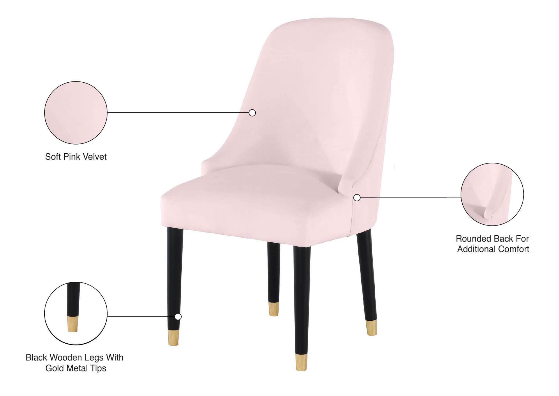 Omni Pink Velvet Dining Chair,Meridian Furniture