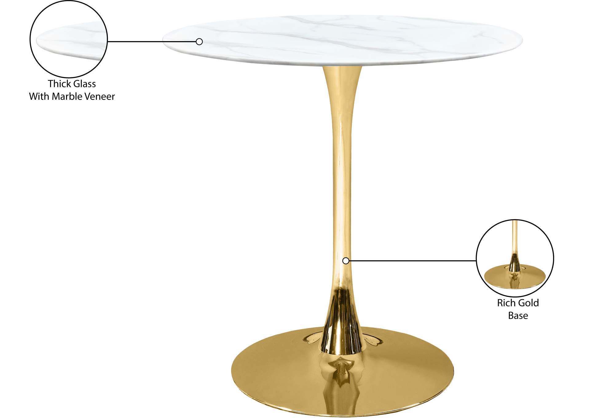 Tulip Gold Counter Height Table (3 Boxes),Meridian Furniture