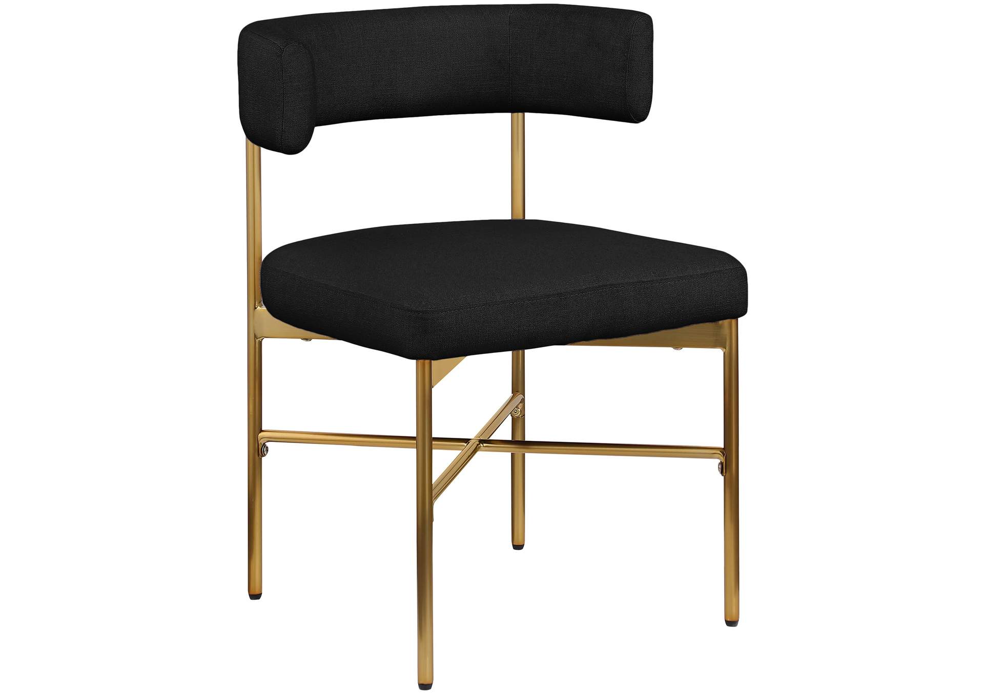 Rivage Black Durable Linen Textured Fabric Dining Chair Set of 2,Meridian Furniture