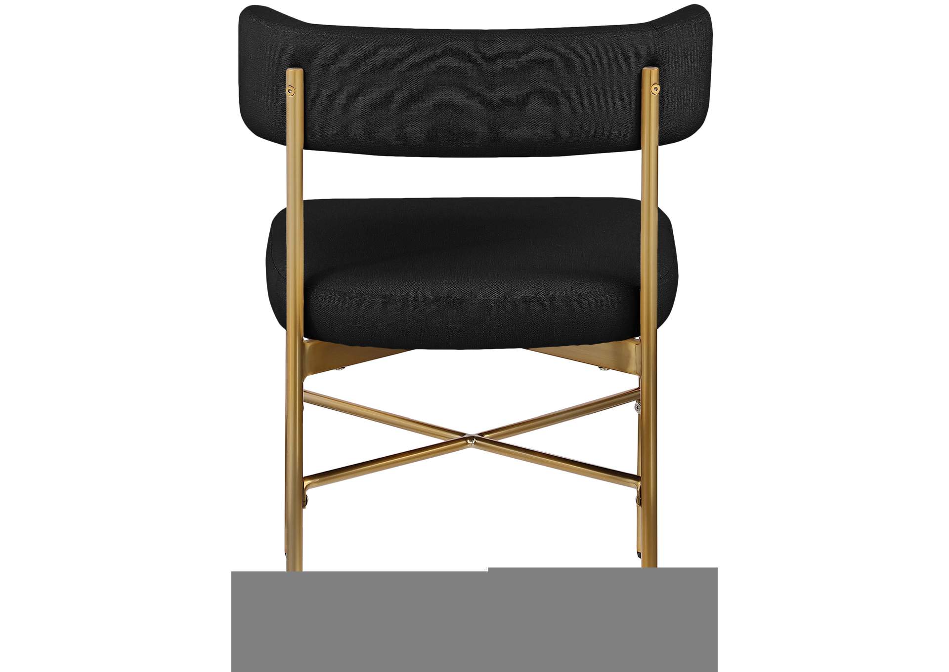 Rivage Black Durable Linen Textured Fabric Dining Chair Set of 2,Meridian Furniture