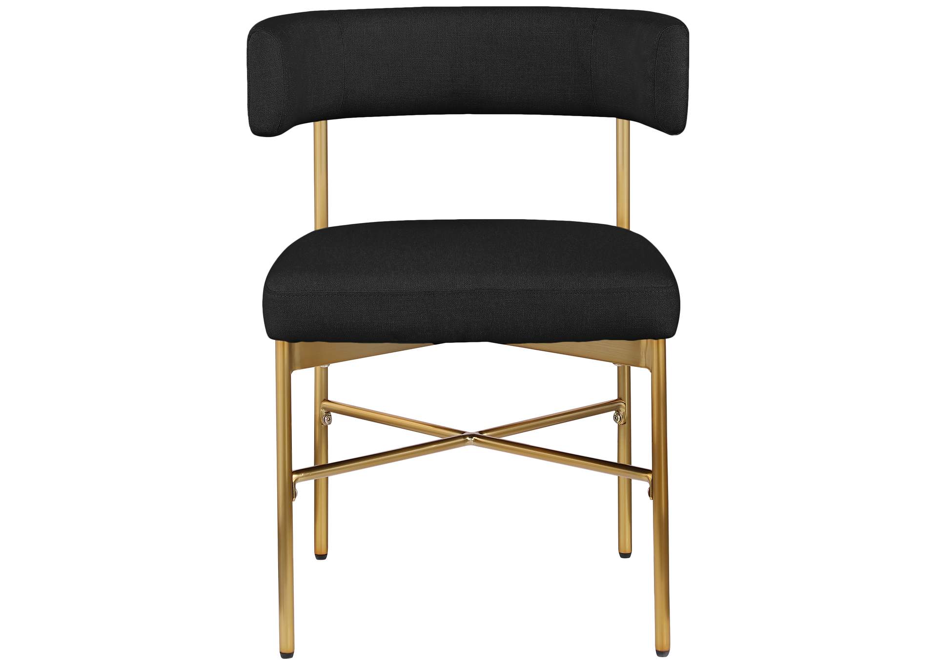 Rivage Black Durable Linen Textured Fabric Dining Chair Set of 2,Meridian Furniture