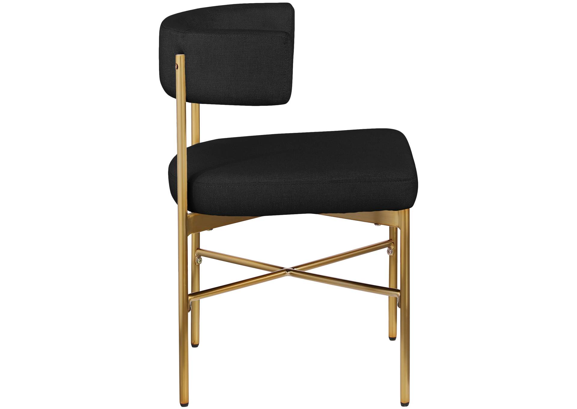 Rivage Black Durable Linen Textured Fabric Dining Chair Set of 2,Meridian Furniture