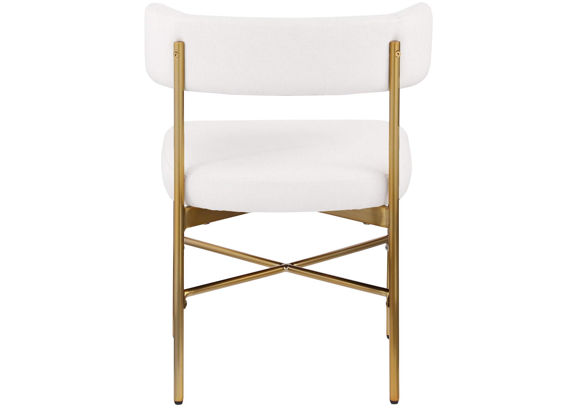 Rivage Cream Durable Linen Textured Fabric Dining Chair Set of 2,Meridian Furniture