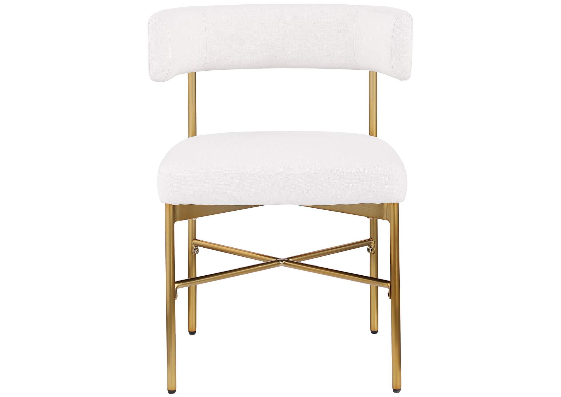 Rivage Cream Durable Linen Textured Fabric Dining Chair Set of 2,Meridian Furniture