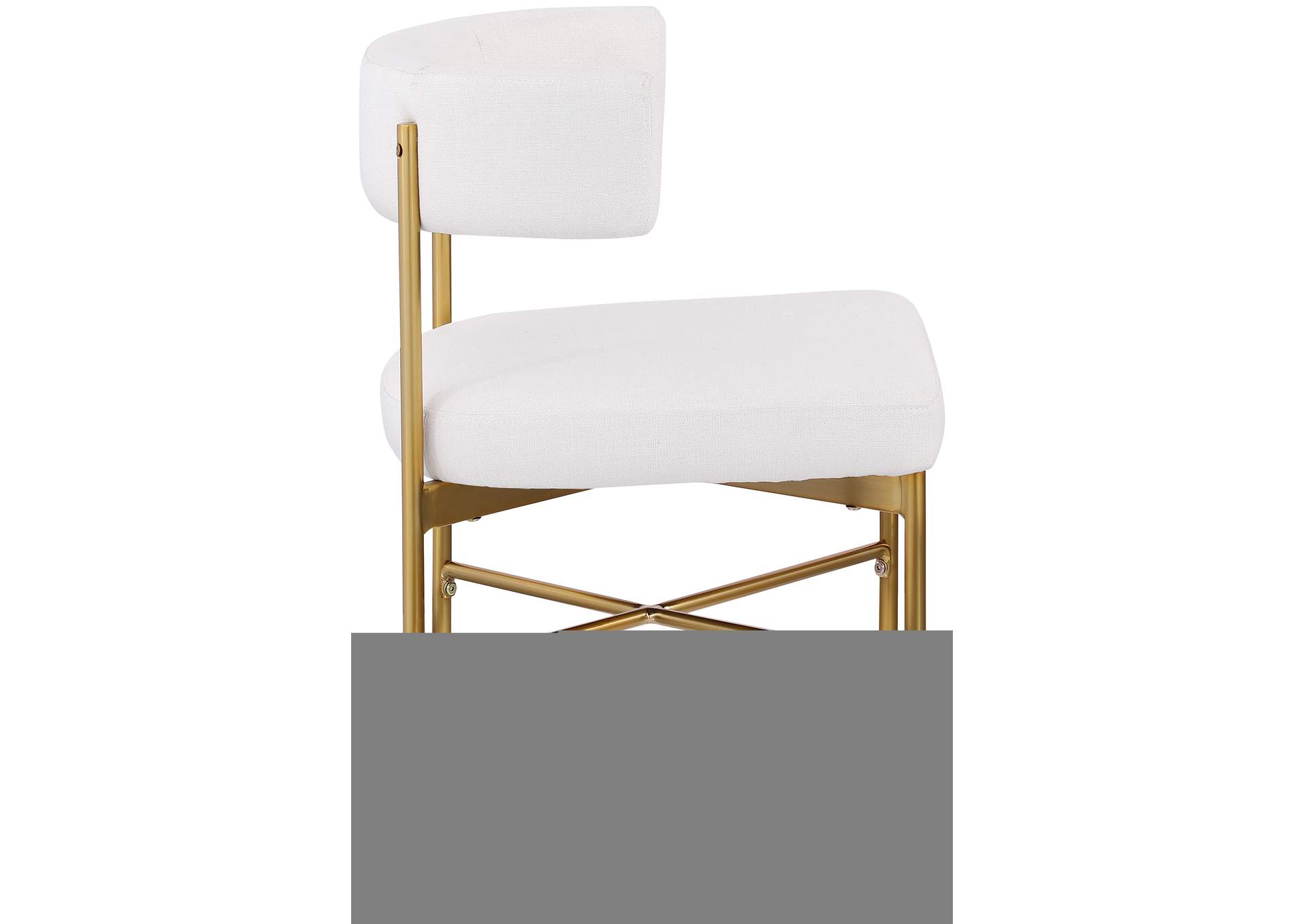 Rivage Cream Durable Linen Textured Fabric Dining Chair Set of 2,Meridian Furniture