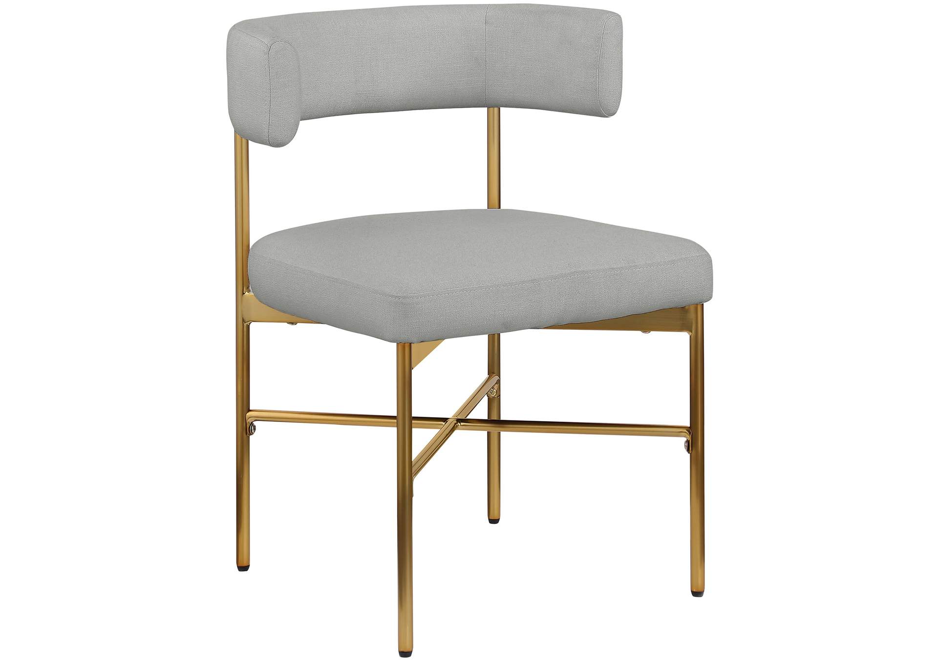 Rivage Light Grey Durable Linen Textured Fabric Dining Chair Set of 2,Meridian Furniture