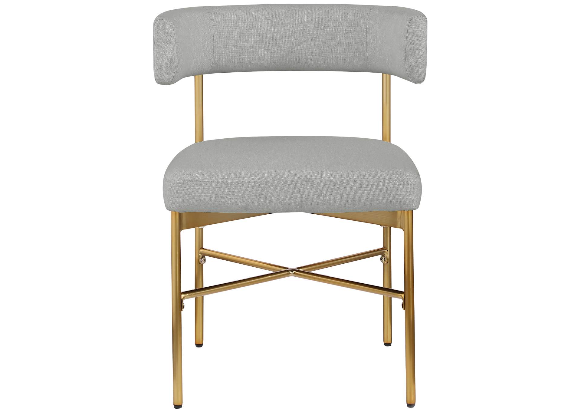 Rivage Light Grey Durable Linen Textured Fabric Dining Chair Set of 2,Meridian Furniture