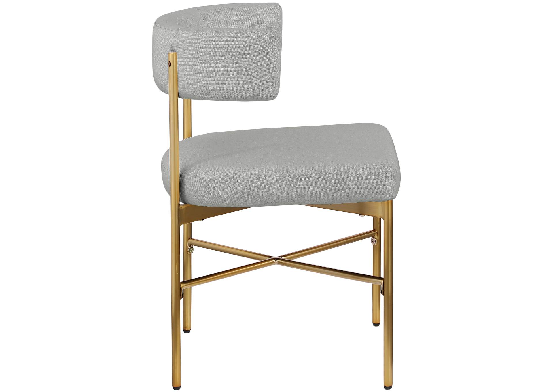 Rivage Light Grey Durable Linen Textured Fabric Dining Chair Set of 2,Meridian Furniture