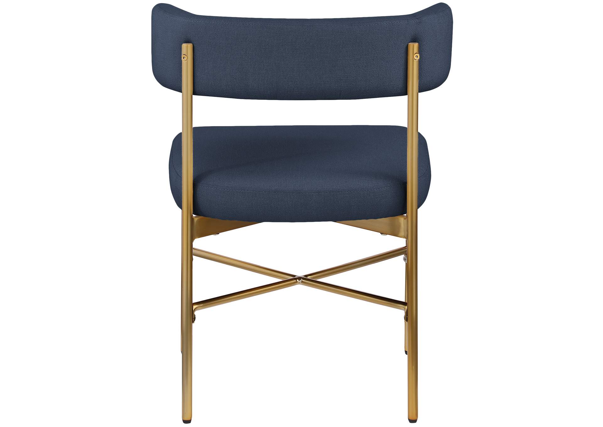 Rivage Deep Navy Durable Linen Textured Fabric Dining Chair Set of 2,Meridian Furniture
