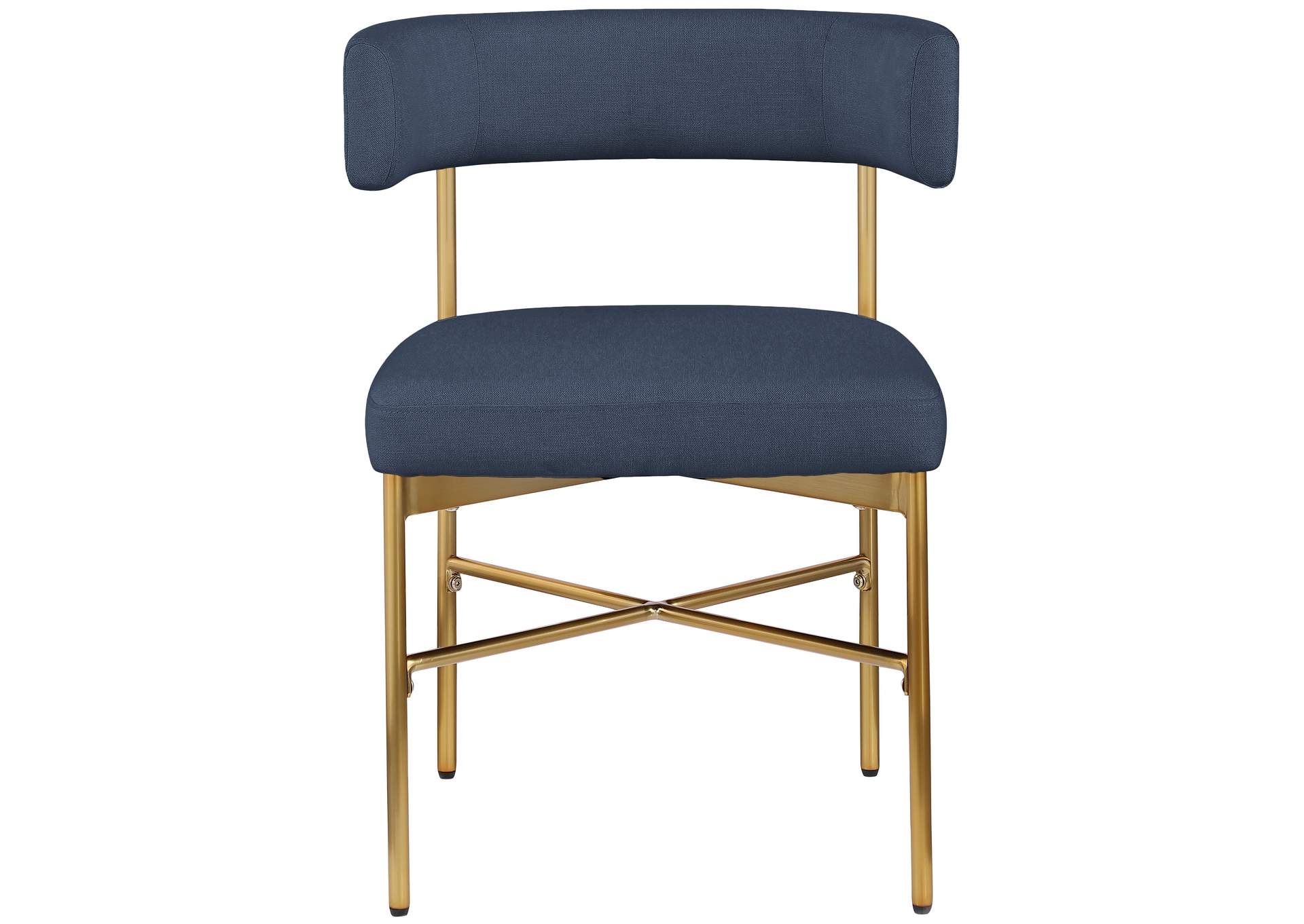 Rivage Deep Navy Durable Linen Textured Fabric Dining Chair Set of 2,Meridian Furniture