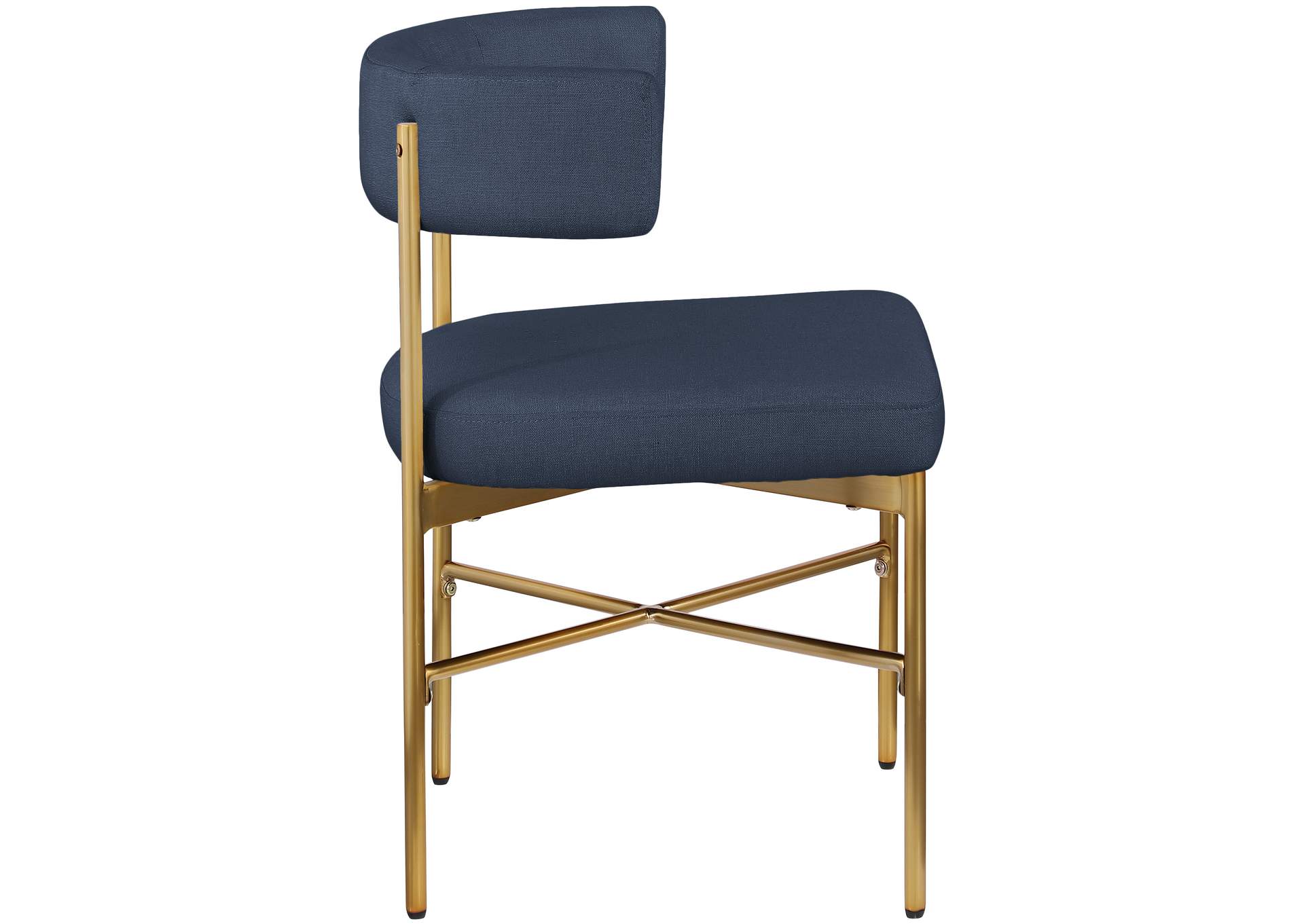 Rivage Deep Navy Durable Linen Textured Fabric Dining Chair Set of 2,Meridian Furniture