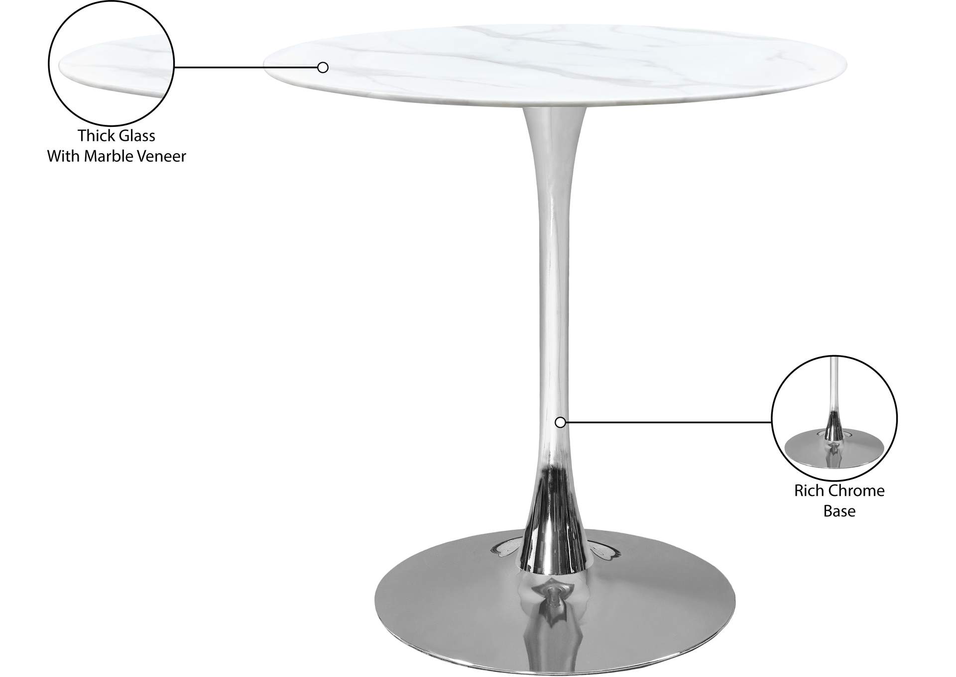 Tulip Chrome Counter Height Table (3 Boxes),Meridian Furniture