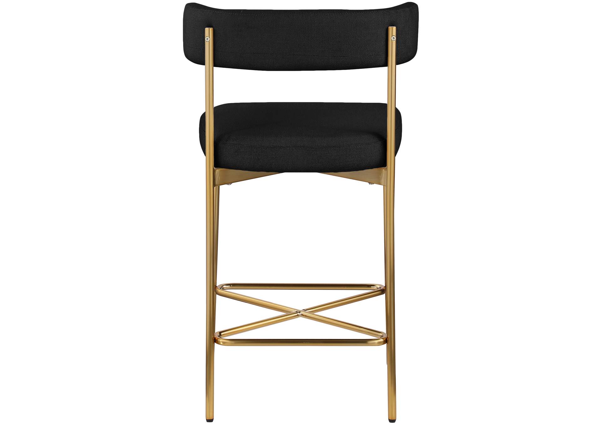 Rivage Black Durable Linen Textured Fabric Stool Set of 2,Meridian Furniture