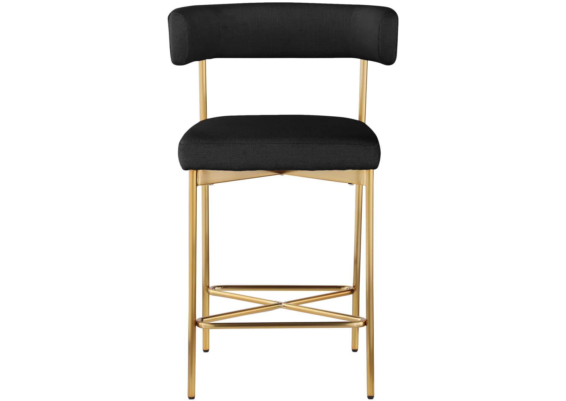 Rivage Black Durable Linen Textured Fabric Stool Set of 2,Meridian Furniture