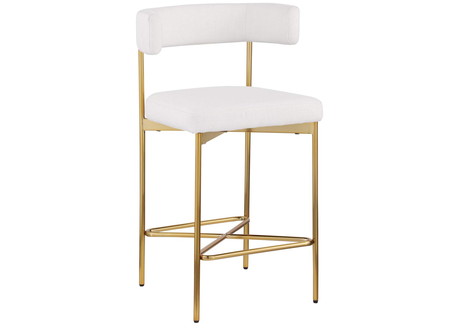 Rivage Cream Durable Linen Textured Fabric Stool Set of 2,Meridian Furniture