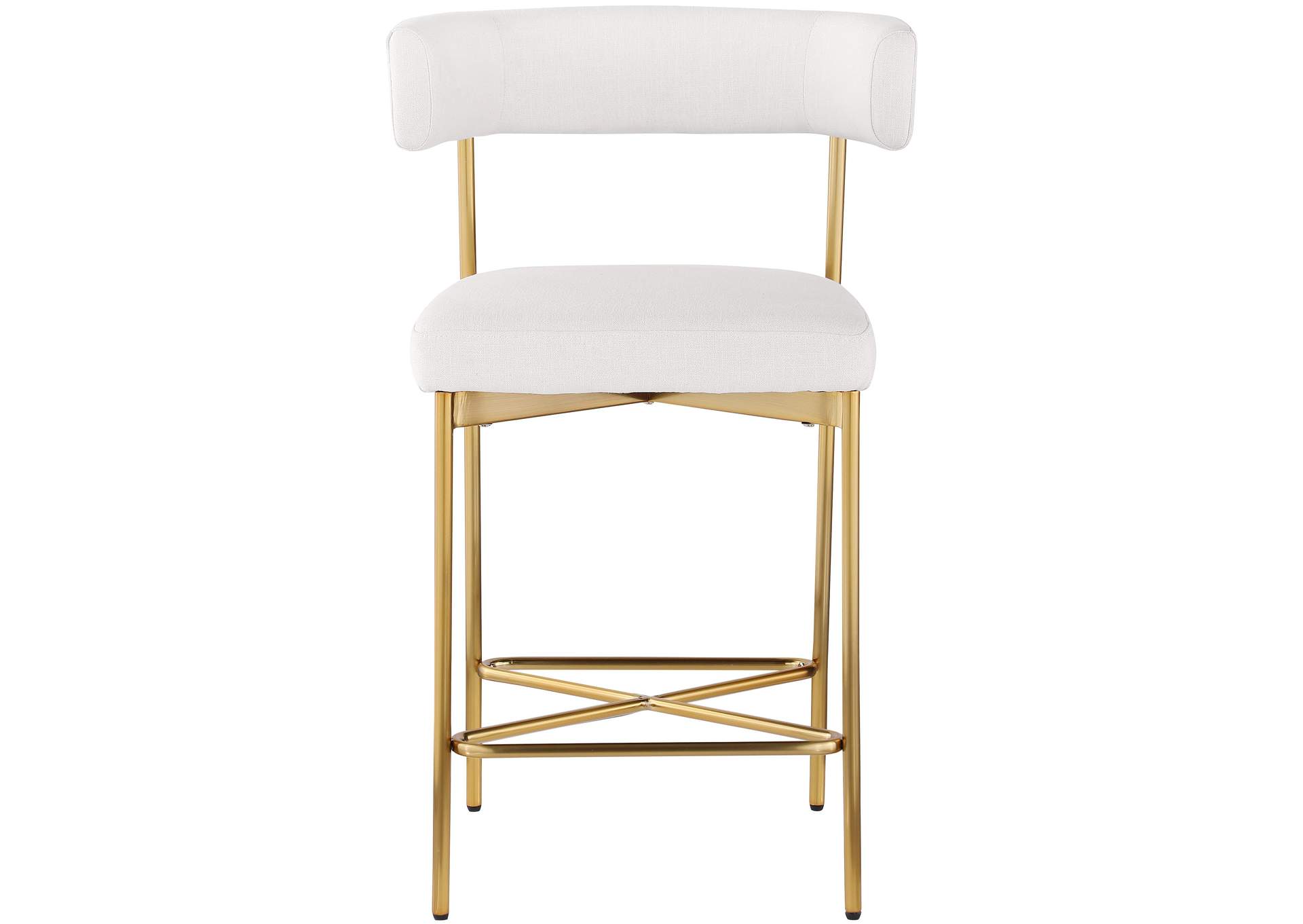 Rivage Cream Durable Linen Textured Fabric Stool Set of 2,Meridian Furniture
