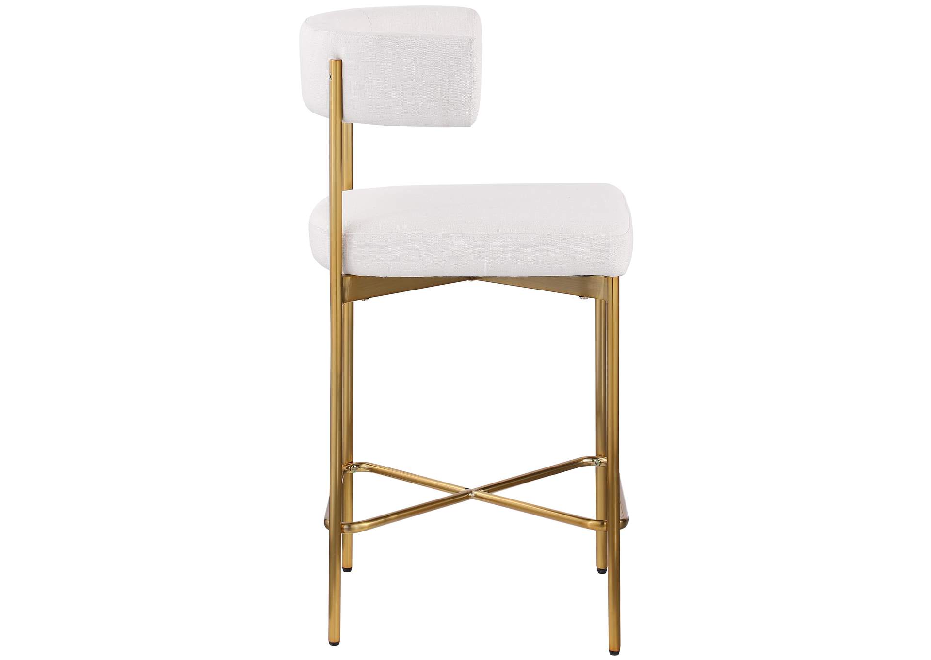Rivage Cream Durable Linen Textured Fabric Stool Set of 2,Meridian Furniture