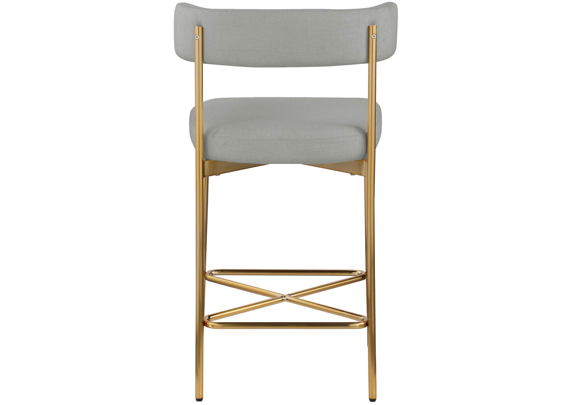 Rivage Light Grey Durable Linen Textured Fabric Stool Set of 2,Meridian Furniture