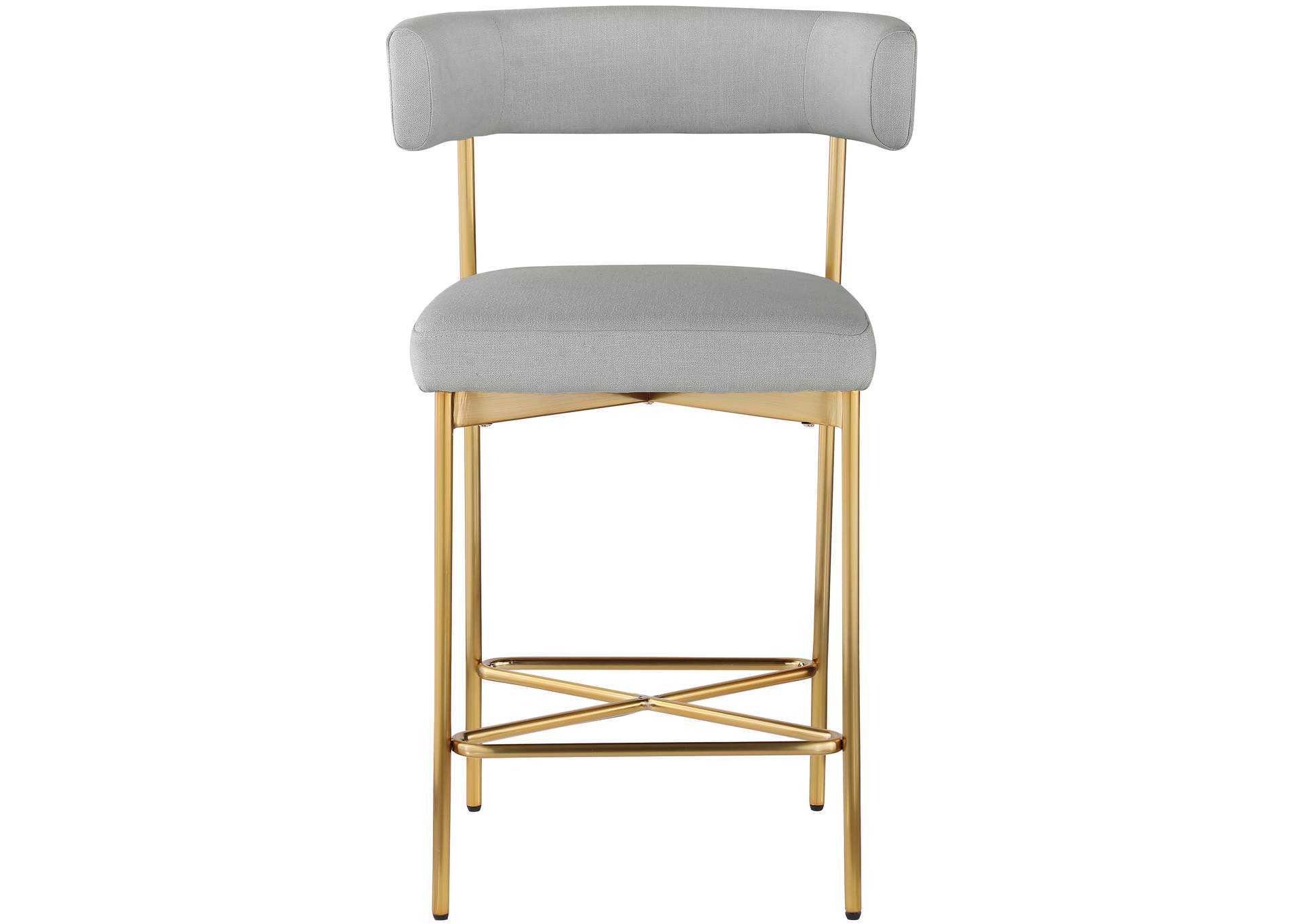 Rivage Light Grey Durable Linen Textured Fabric Stool Set of 2,Meridian Furniture