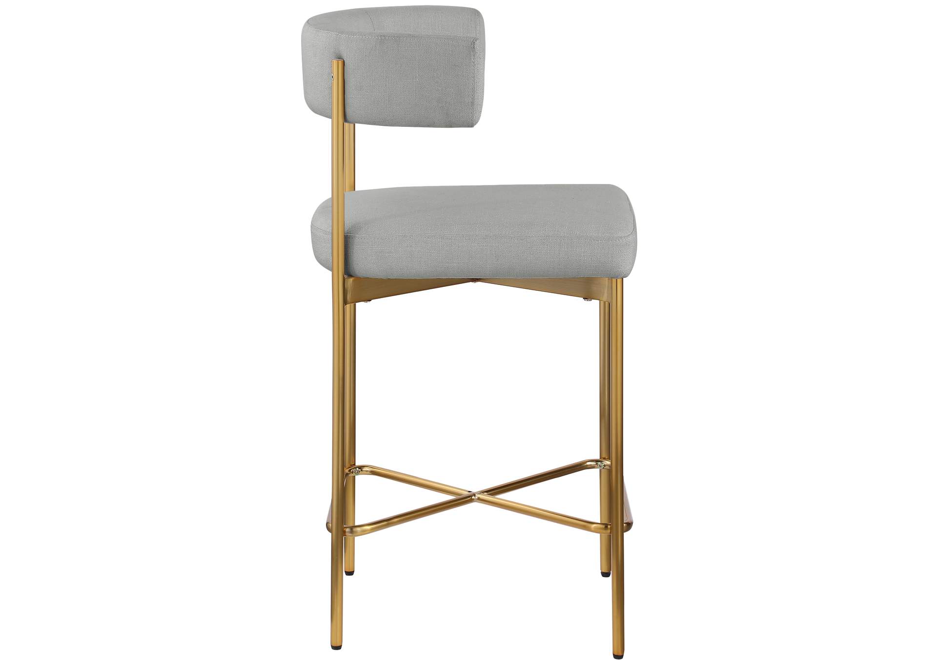 Rivage Light Grey Durable Linen Textured Fabric Stool Set of 2,Meridian Furniture