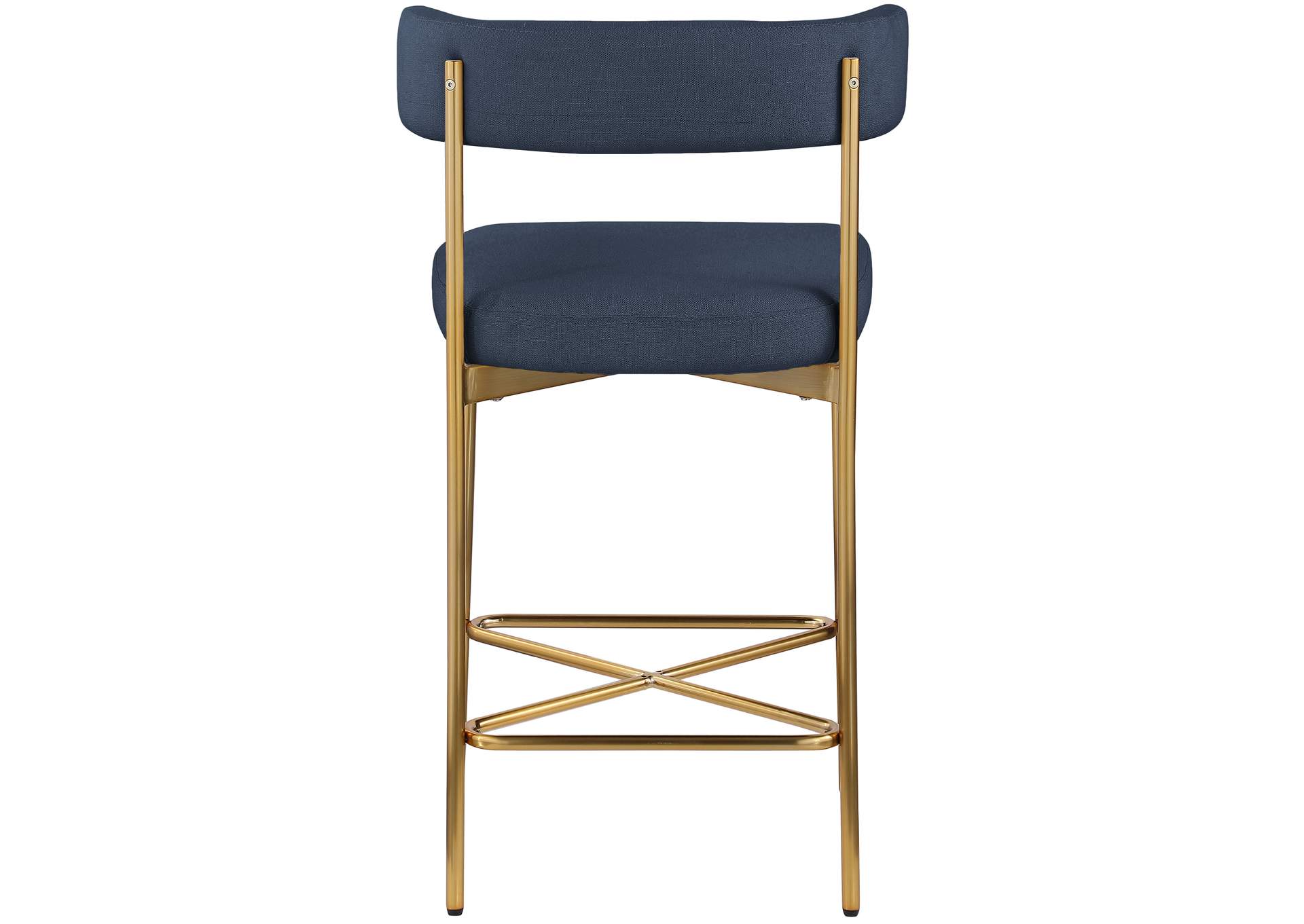 Rivage Deep Navy Durable Linen Textured Fabric Stool Set of 2,Meridian Furniture