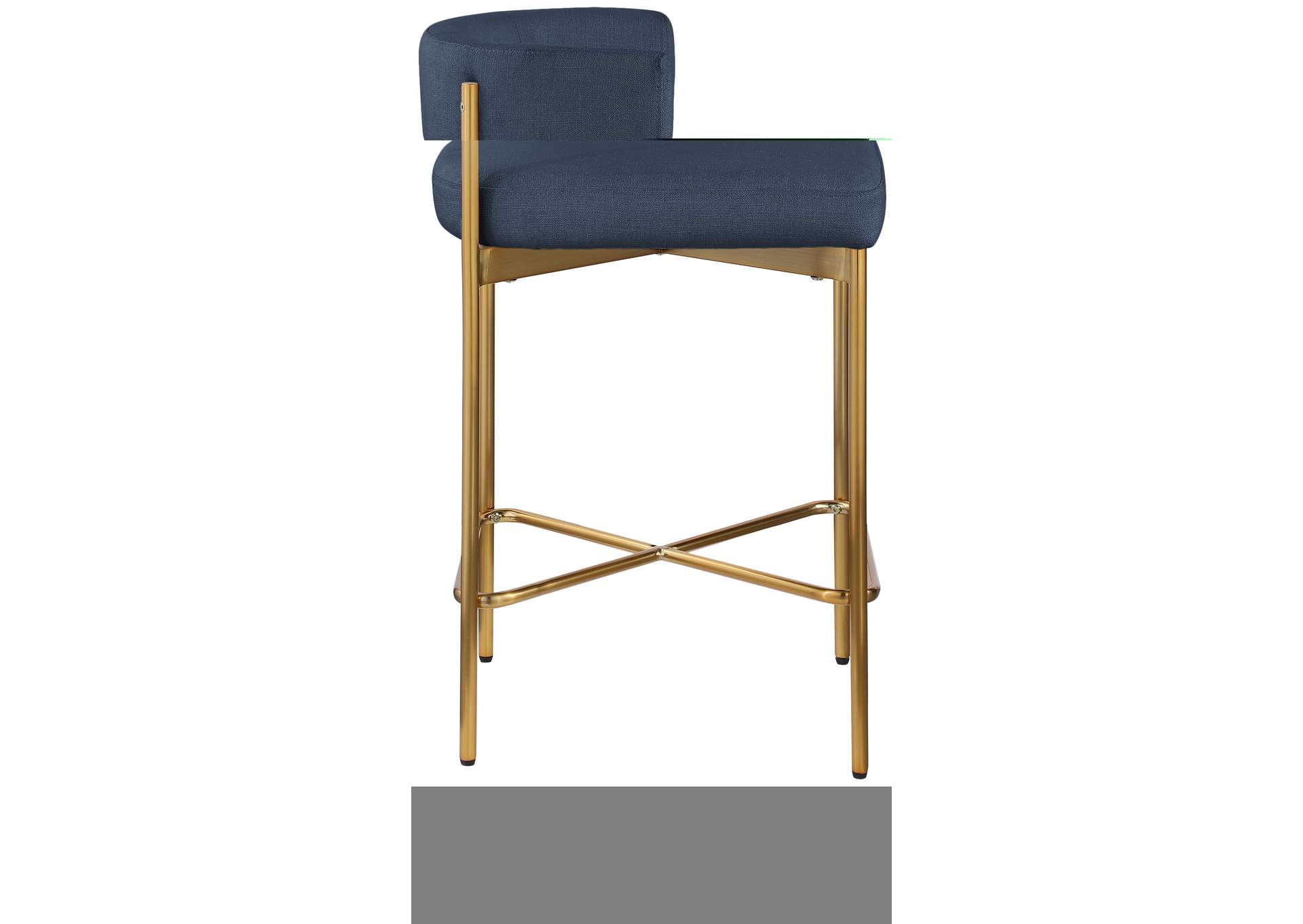 Rivage Deep Navy Durable Linen Textured Fabric Stool Set of 2,Meridian Furniture