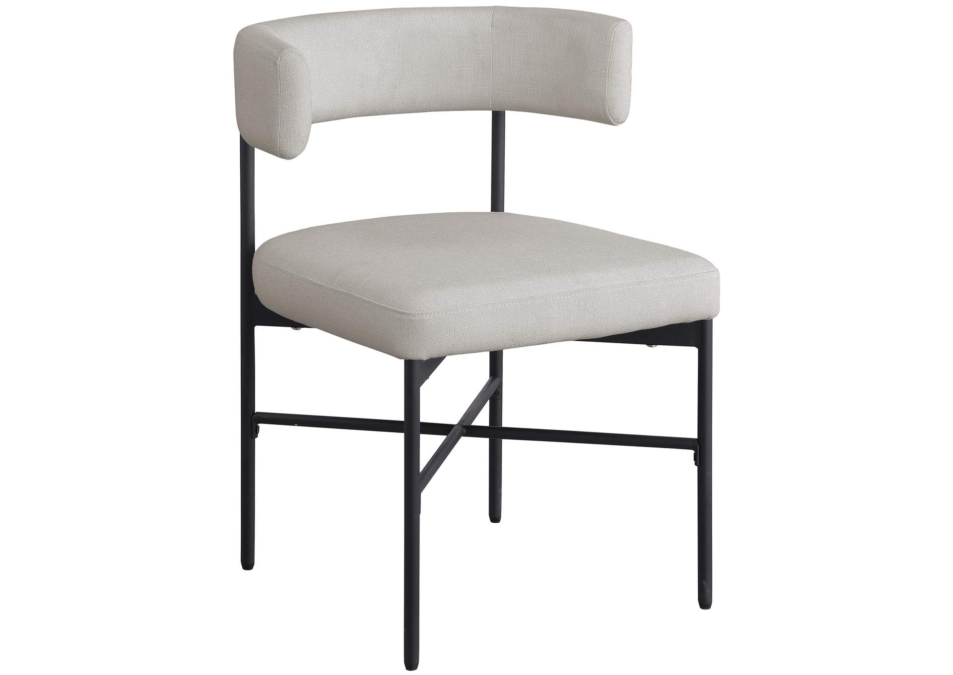 Rivage Beige Durable Linen Textured Fabric Dining Chair Set of 2,Meridian Furniture