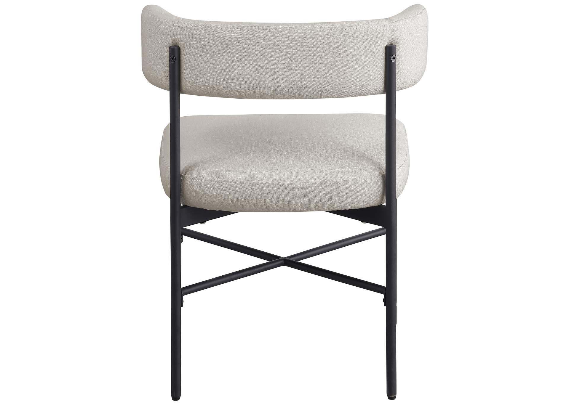 Rivage Beige Durable Linen Textured Fabric Dining Chair Set of 2,Meridian Furniture