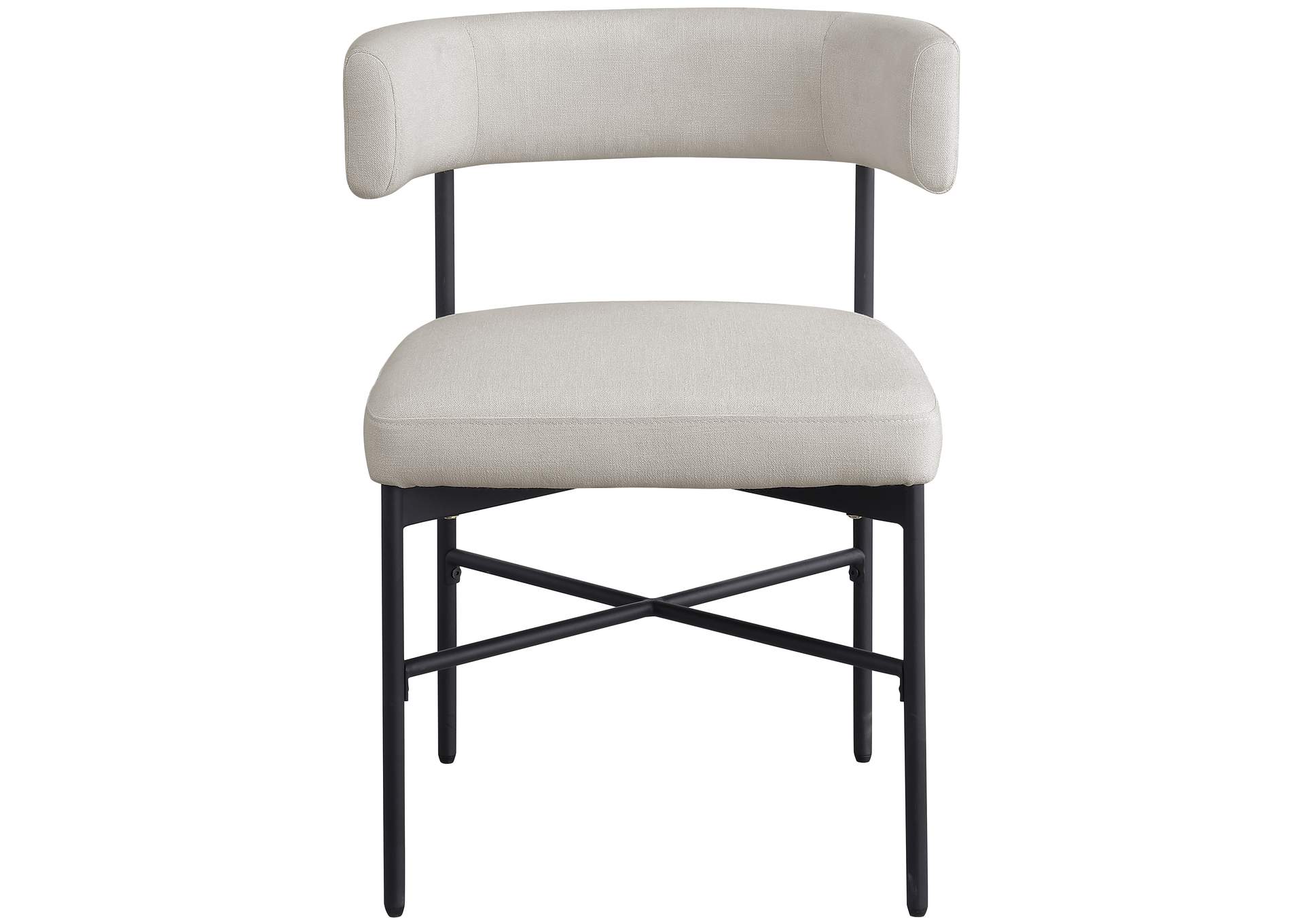 Rivage Beige Durable Linen Textured Fabric Dining Chair Set of 2,Meridian Furniture