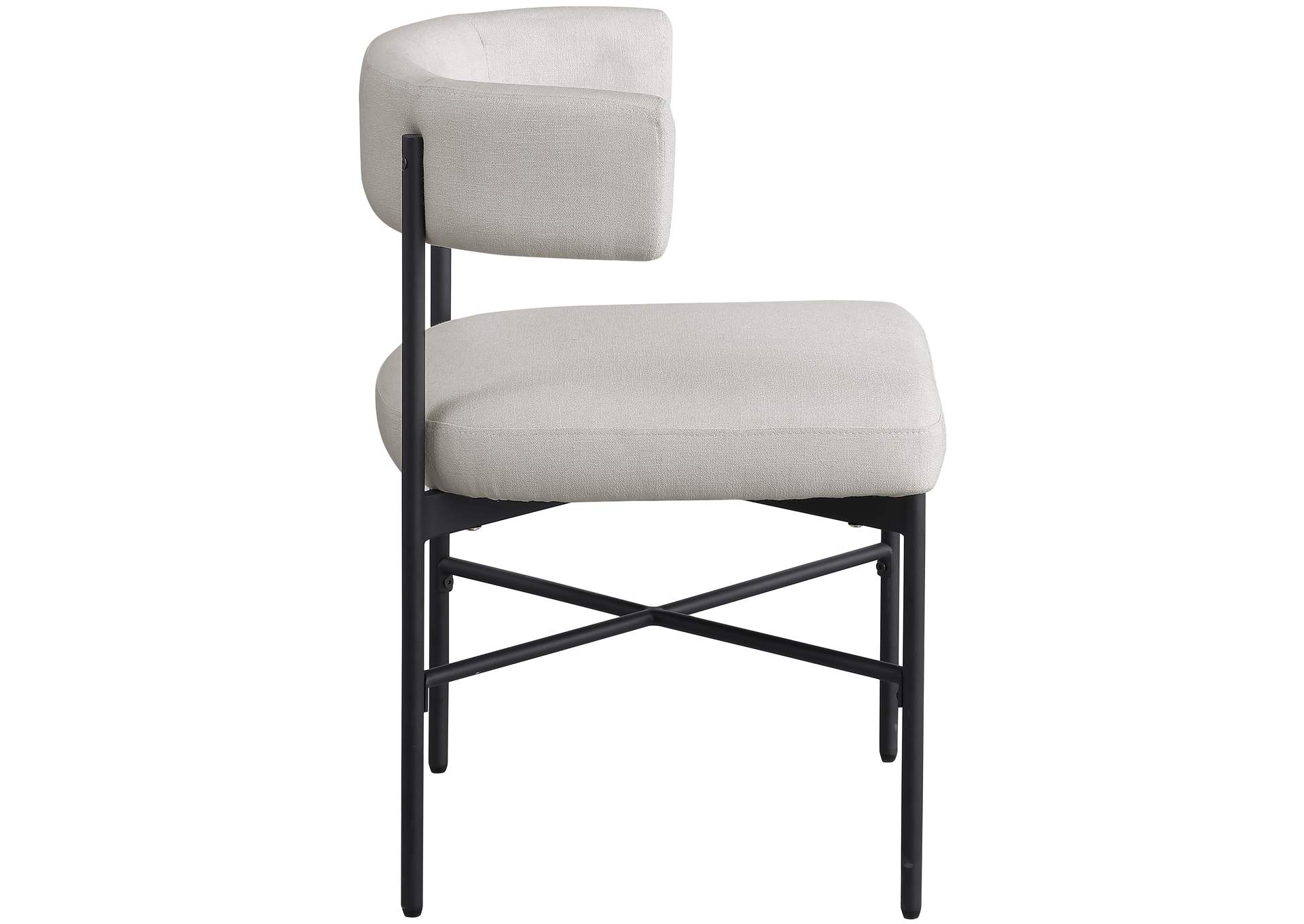 Rivage Beige Durable Linen Textured Fabric Dining Chair Set of 2,Meridian Furniture