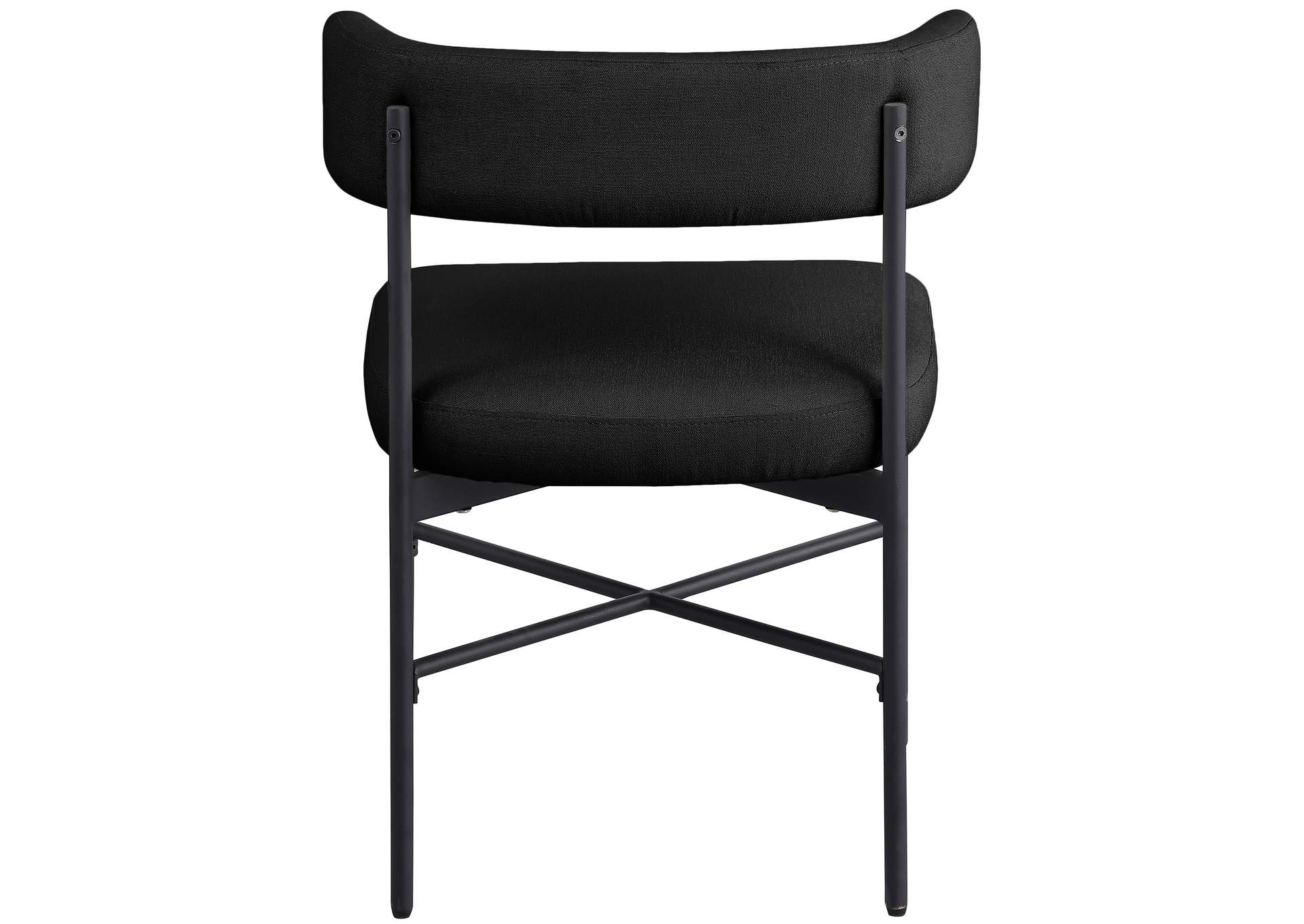 Rivage Black Durable Linen Textured Fabric Dining Chair Set of 2,Meridian Furniture