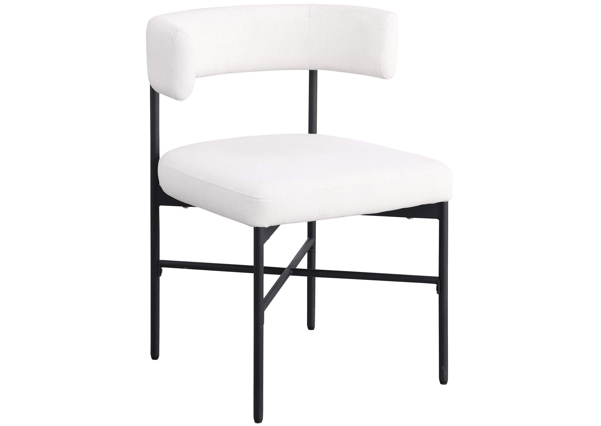 Rivage Cream Durable Linen Textured Fabric Dining Chair Set of 2,Meridian Furniture