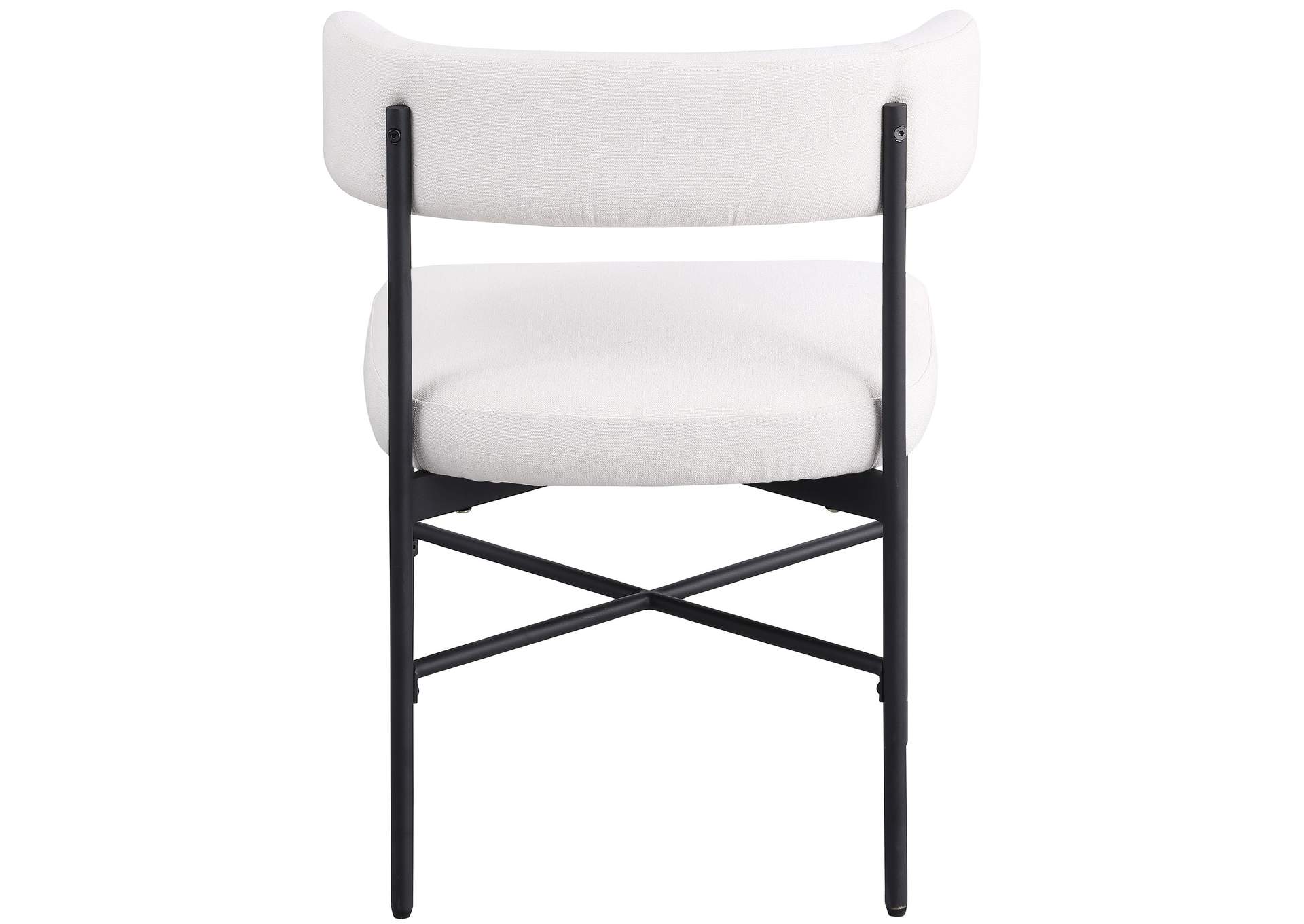 Rivage Cream Durable Linen Textured Fabric Dining Chair Set of 2,Meridian Furniture