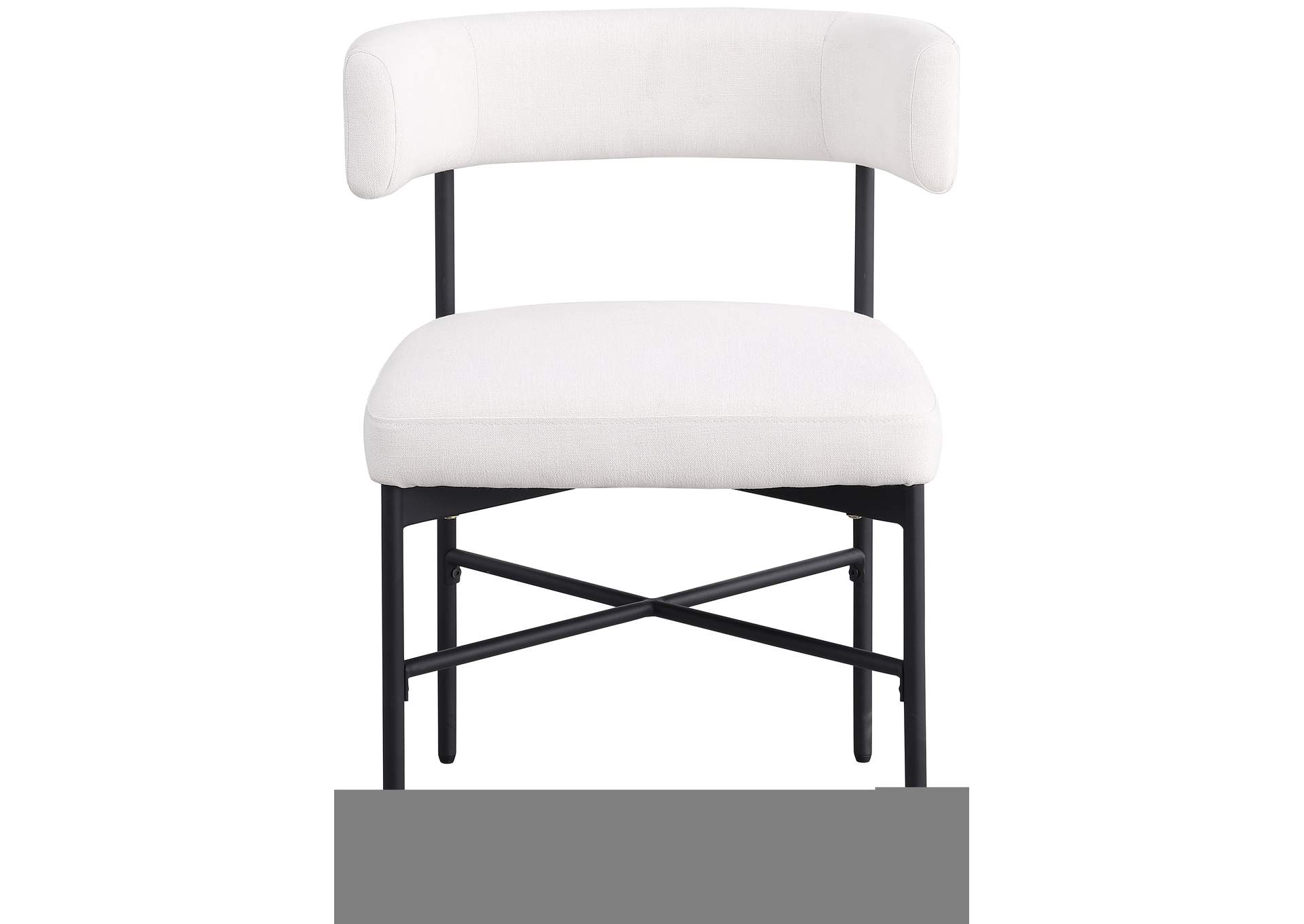 Rivage Cream Durable Linen Textured Fabric Dining Chair Set of 2,Meridian Furniture