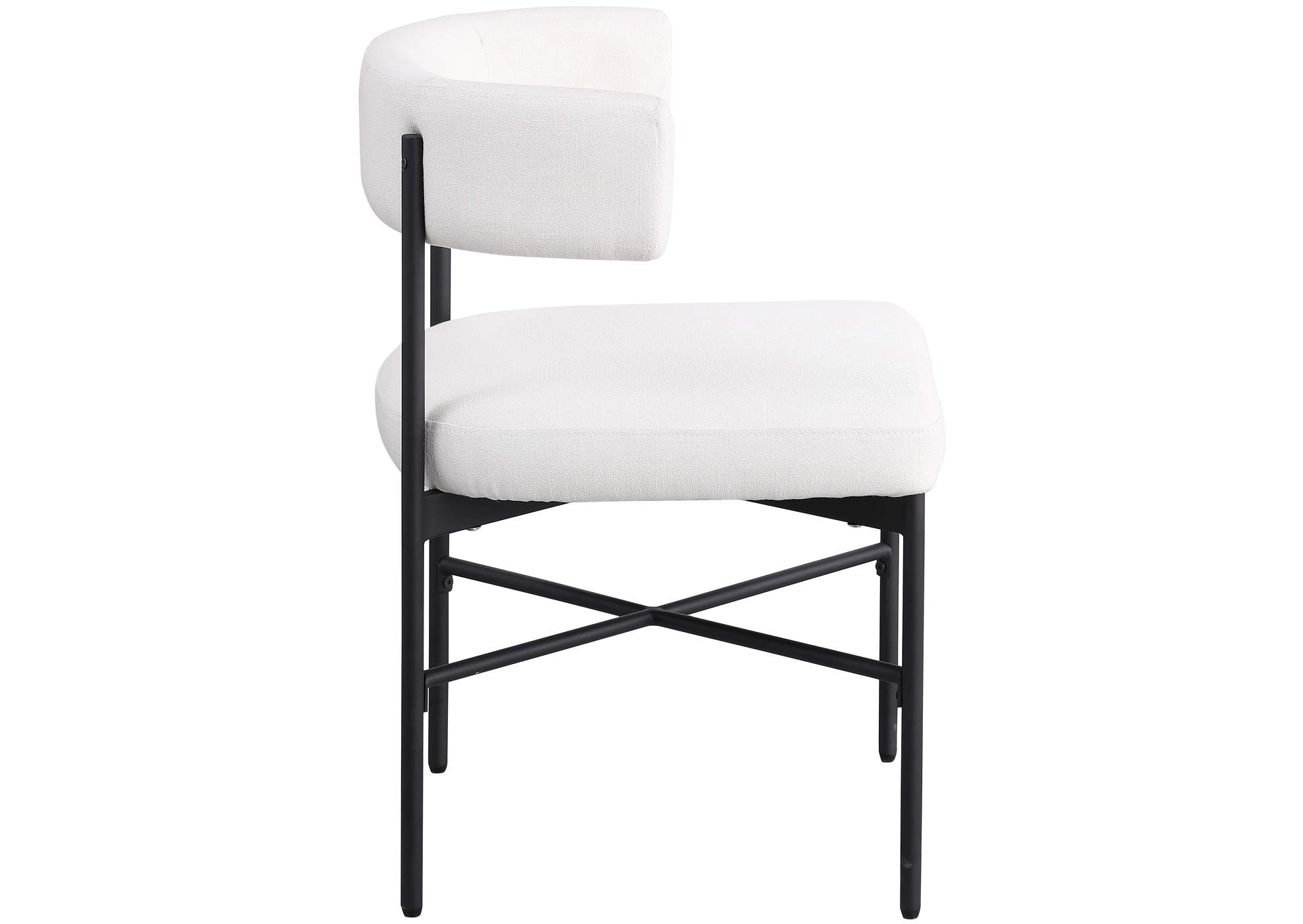 Rivage Cream Durable Linen Textured Fabric Dining Chair Set of 2,Meridian Furniture