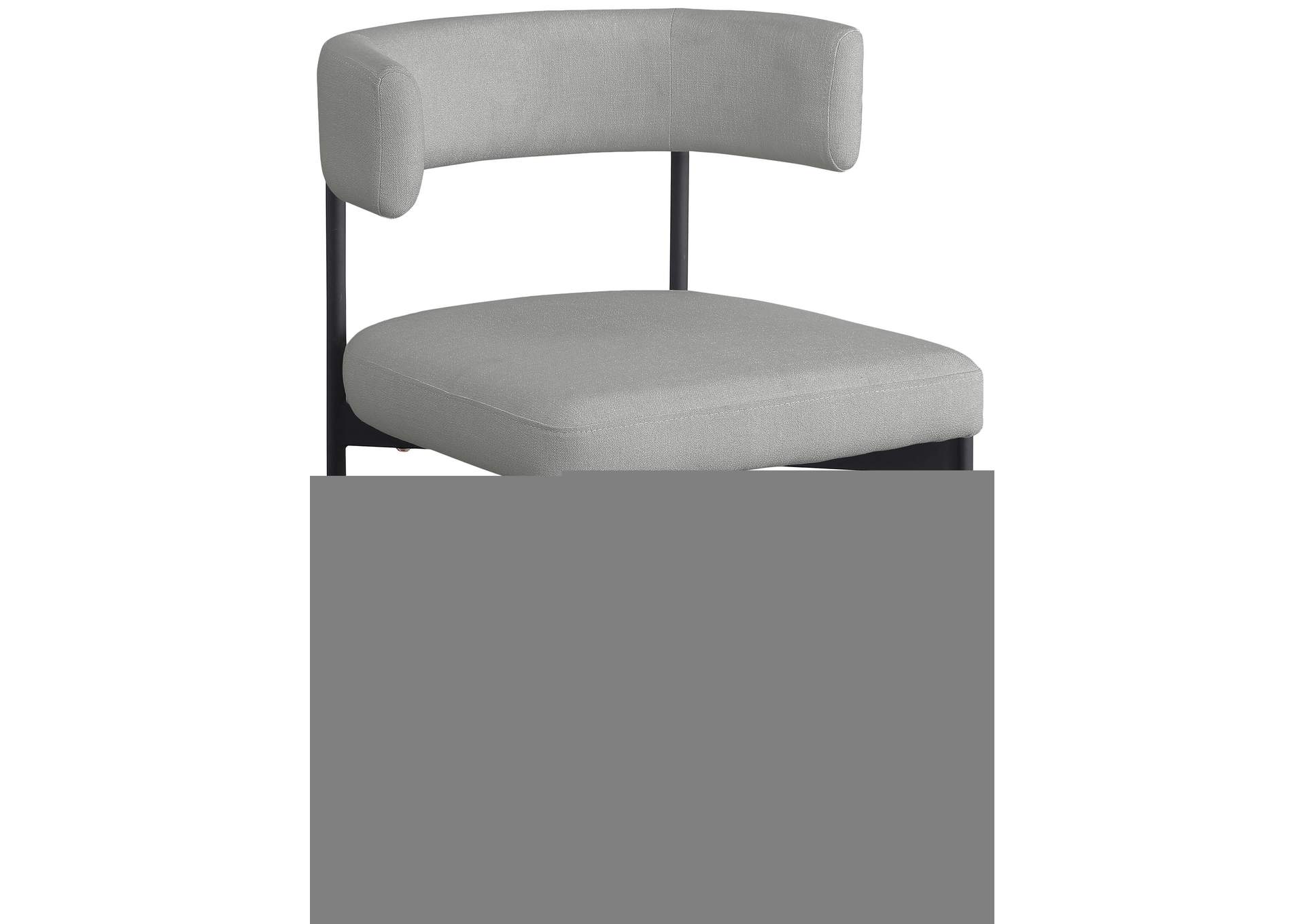 Rivage Light Grey Durable Linen Textured Fabric Dining Chair Set of 2,Meridian Furniture