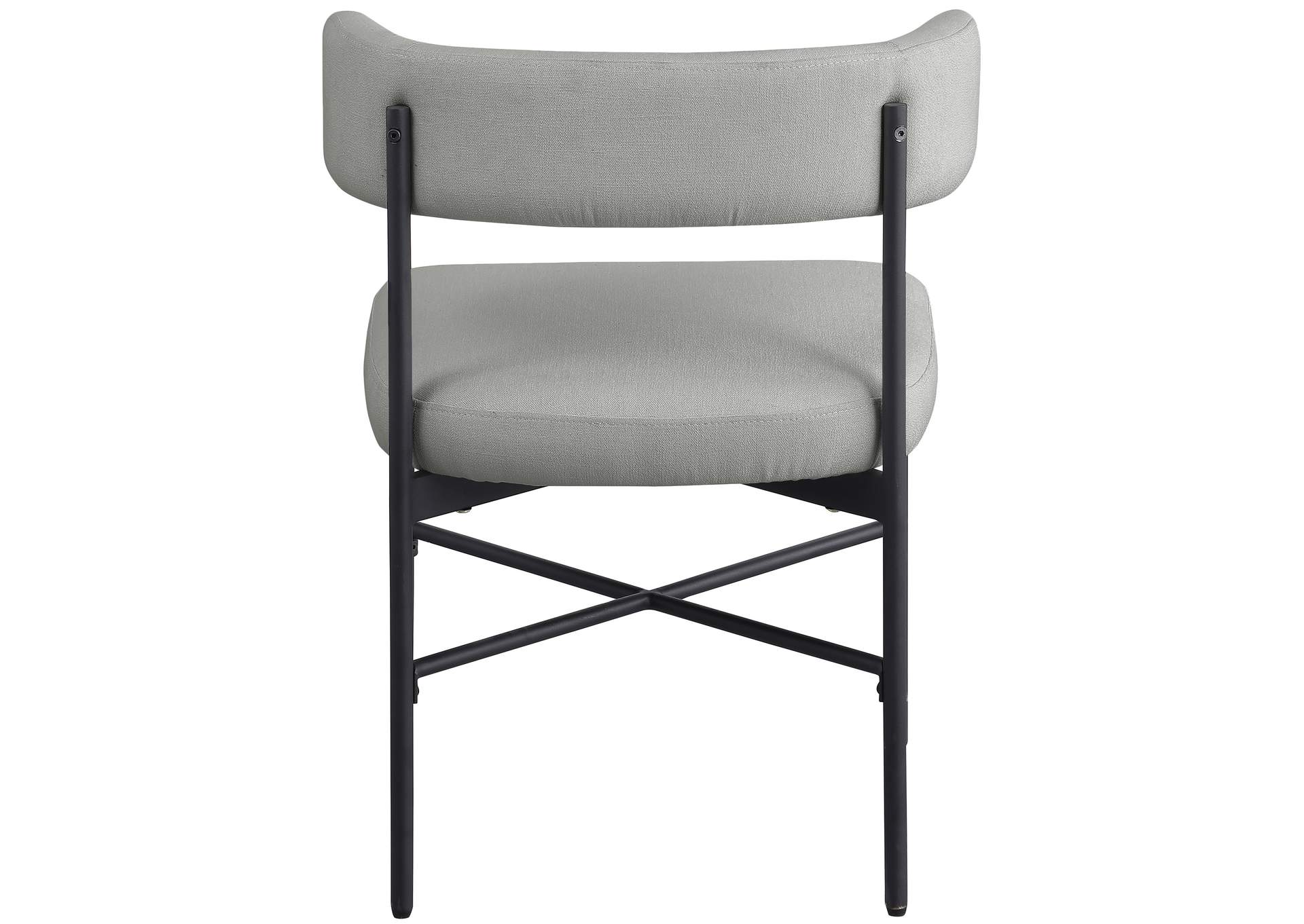 Rivage Light Grey Durable Linen Textured Fabric Dining Chair Set of 2,Meridian Furniture