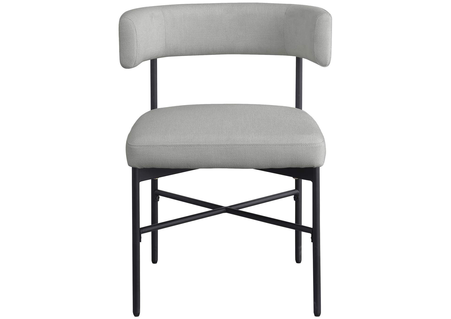 Rivage Light Grey Durable Linen Textured Fabric Dining Chair Set of 2,Meridian Furniture