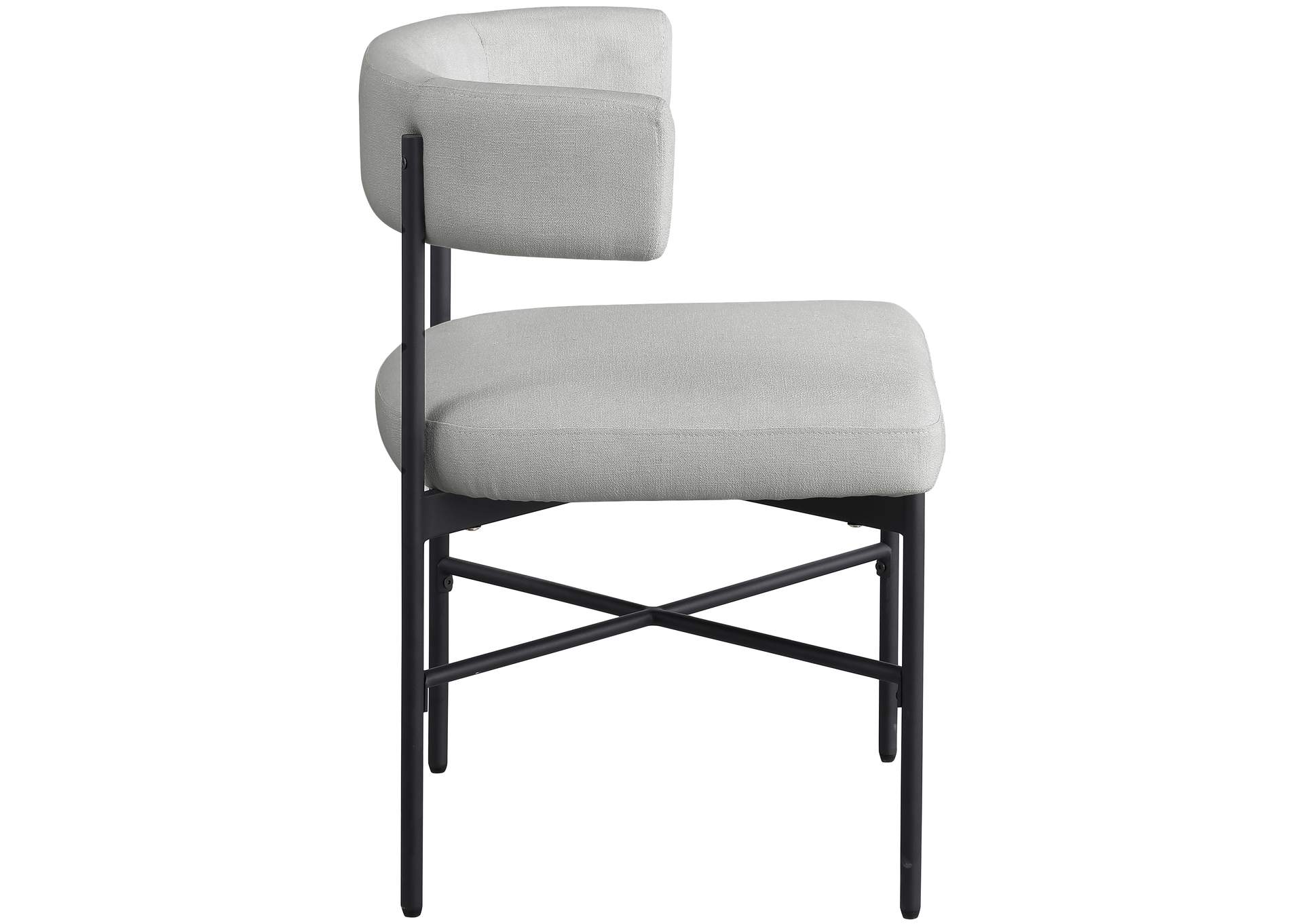 Rivage Light Grey Durable Linen Textured Fabric Dining Chair Set of 2,Meridian Furniture