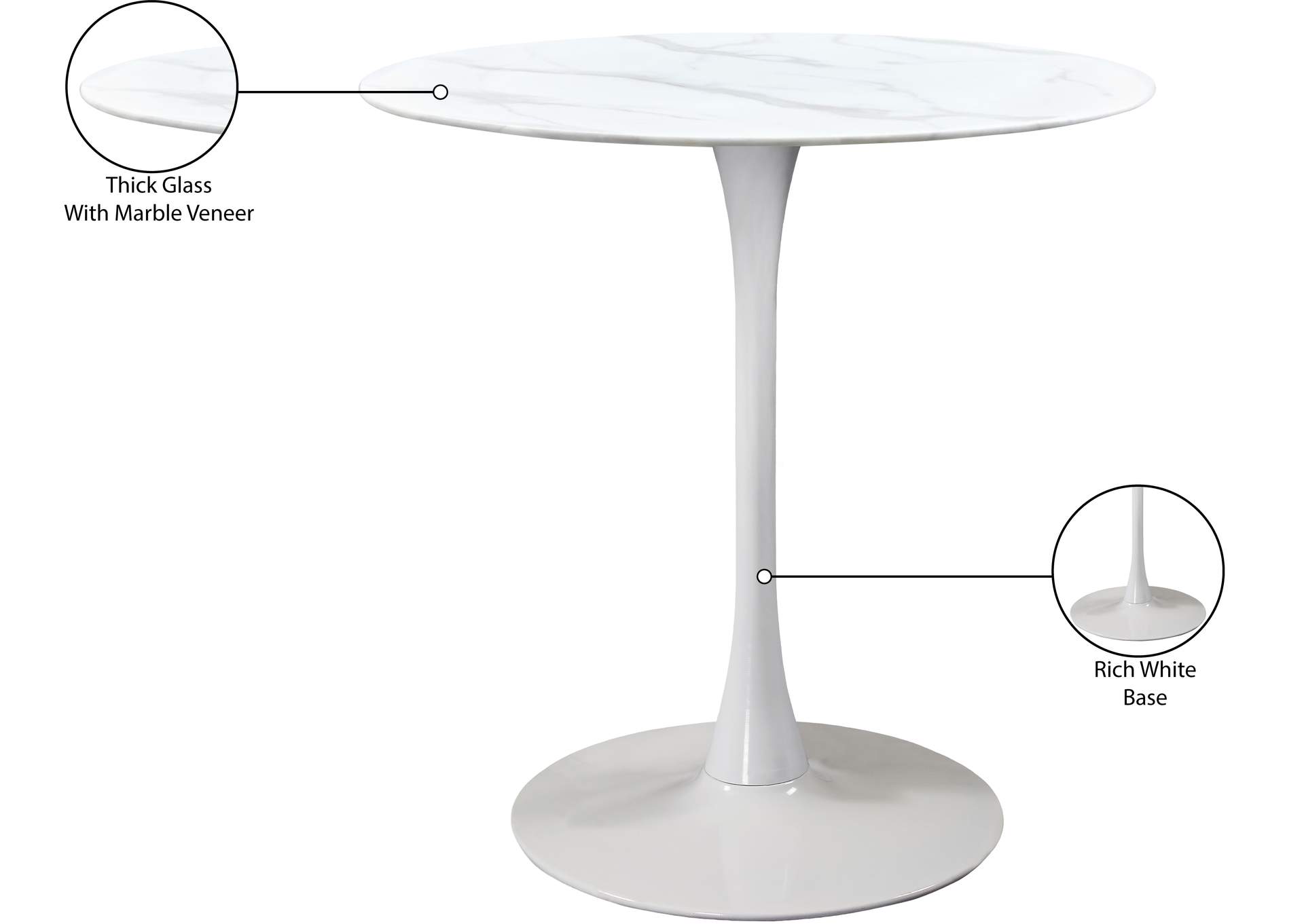 Tulip White Counter Height Table (3 Boxes),Meridian Furniture