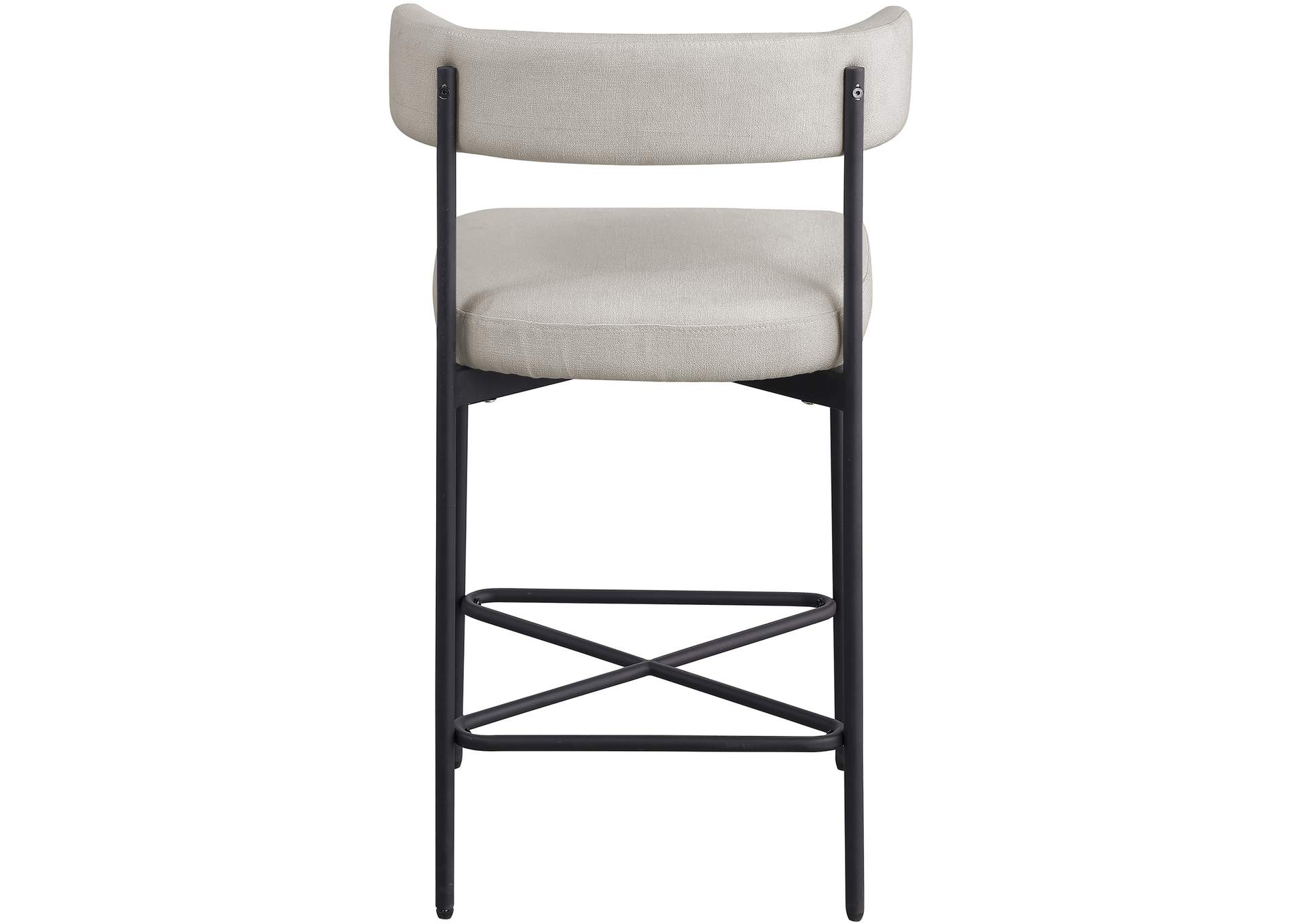 Rivage Beige Durable Linen Textured Fabric Stool Set of 2,Meridian Furniture